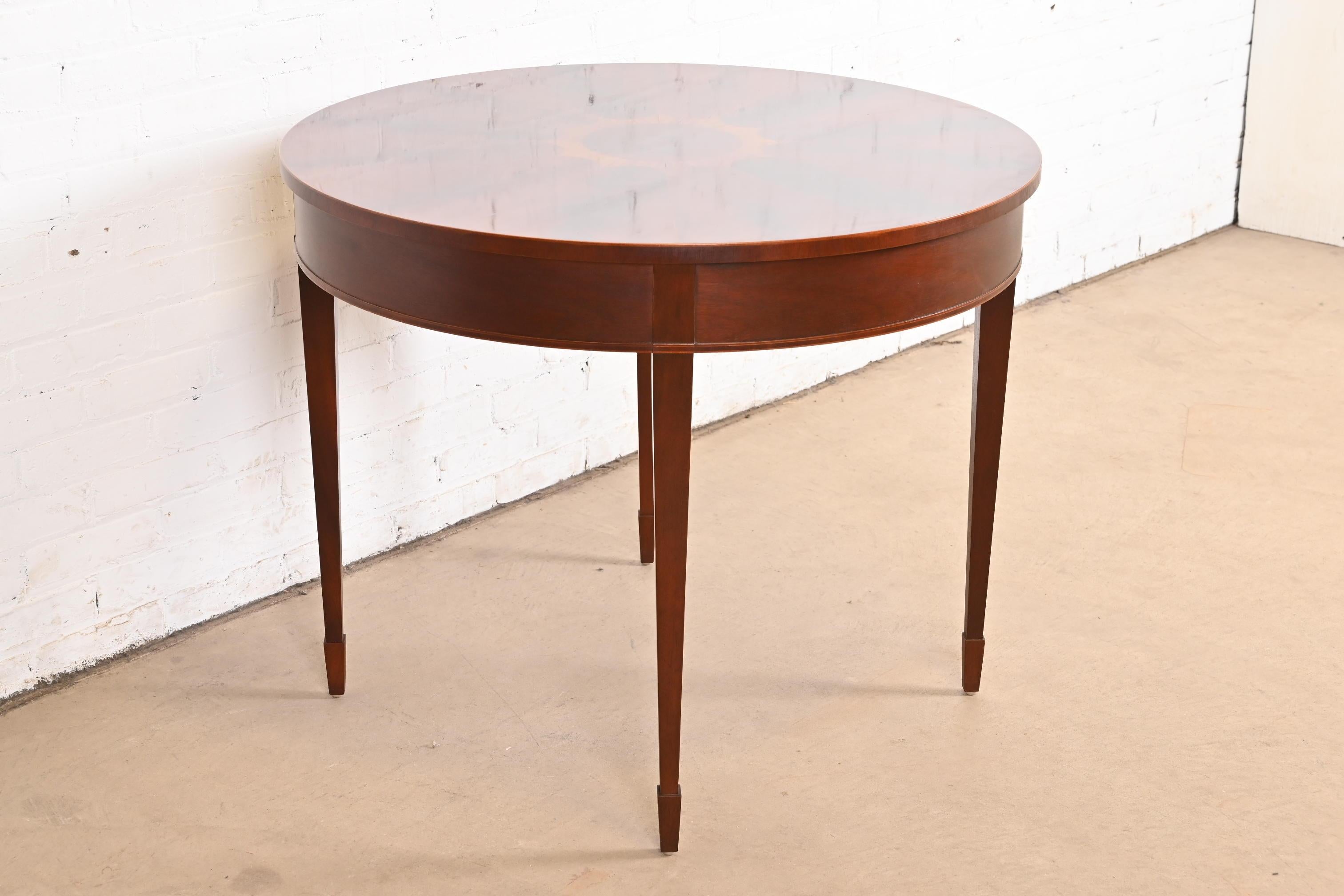 20th Century Baker Furniture Federal Inlaid Mahogany Game Table or Breakfast Table For Sale