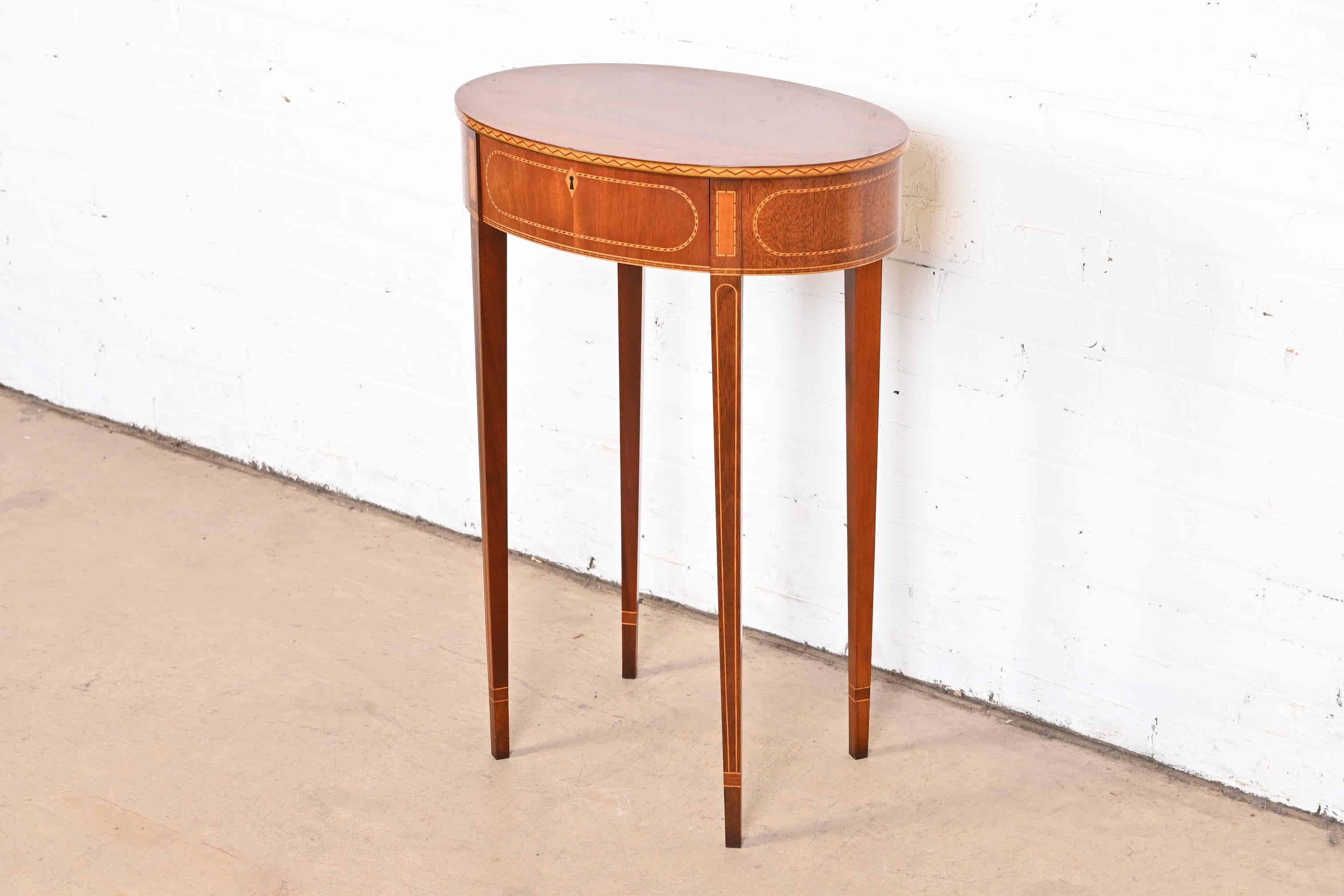 Baker Furniture Federal Inlaid Mahogany Nightstand or Side Table In Good Condition In South Bend, IN