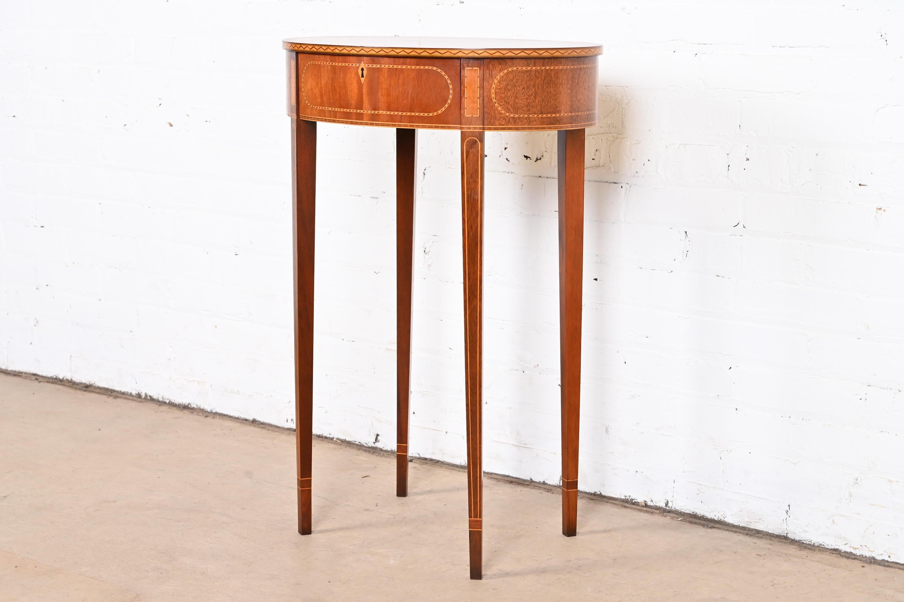 20th Century Baker Furniture Federal Inlaid Mahogany Nightstand or Side Table For Sale