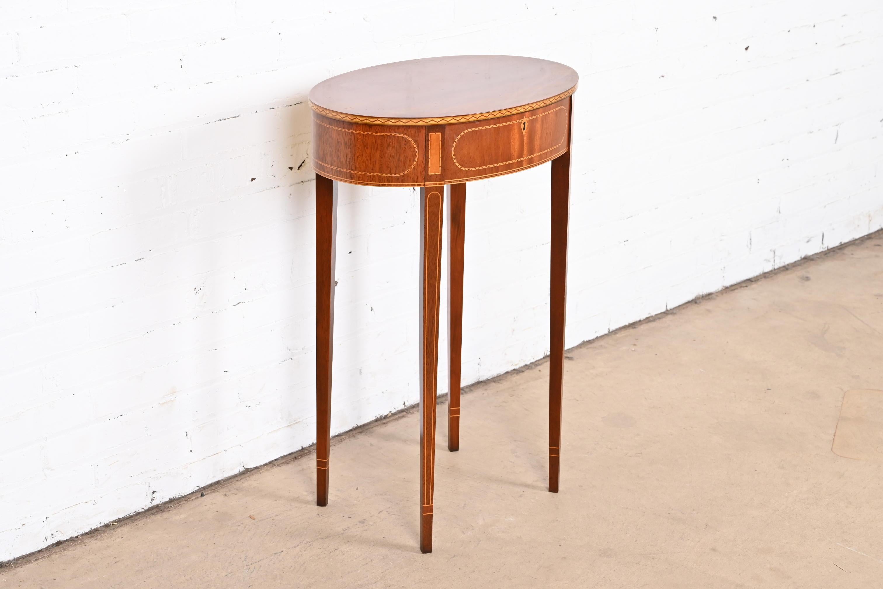 Baker Furniture Federal Inlaid Mahogany Nightstand or Side Table 1