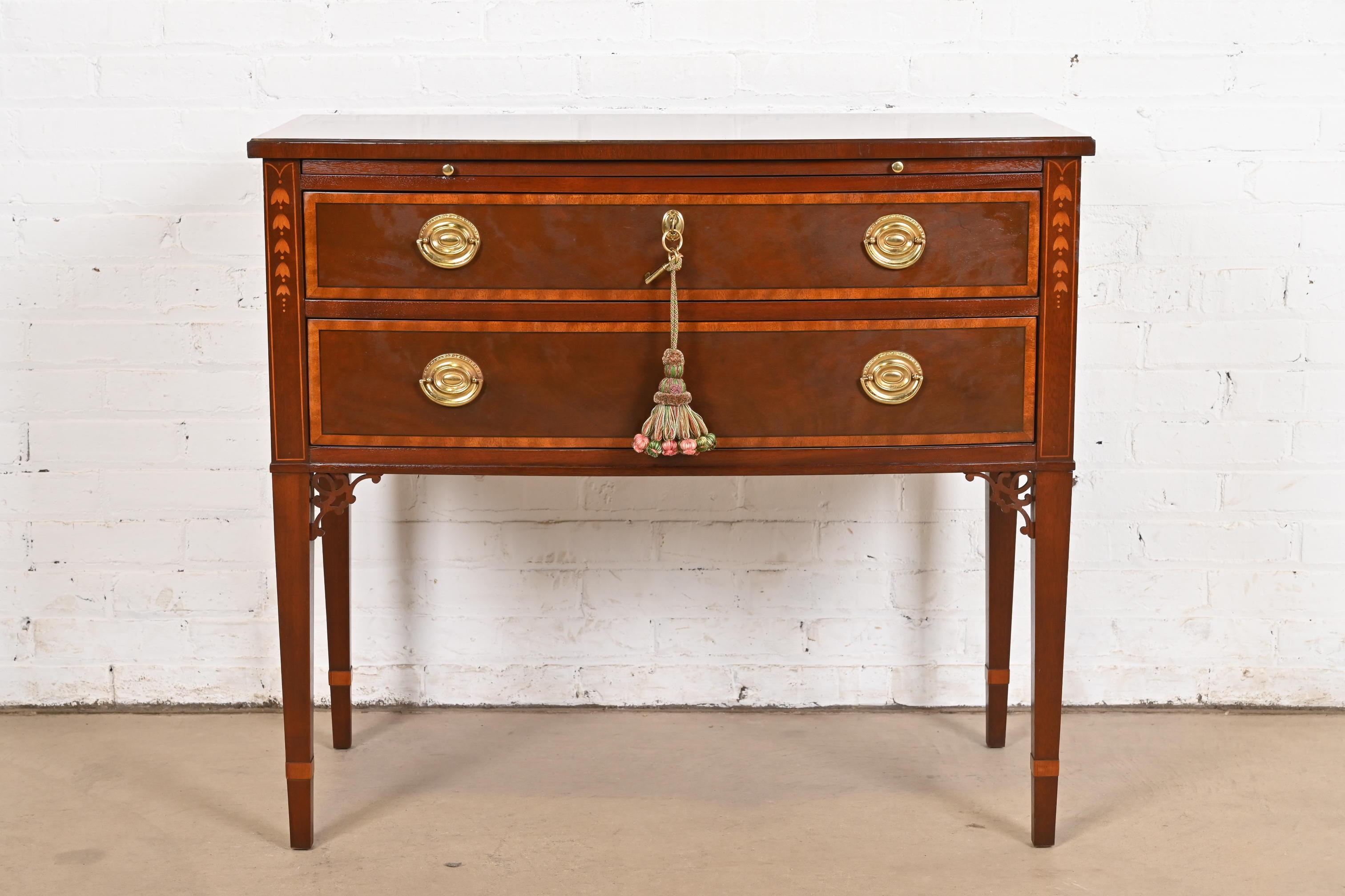 Baker Furniture Federal Inlaid Mahogany Sideboard or Buffet Server In Good Condition In South Bend, IN