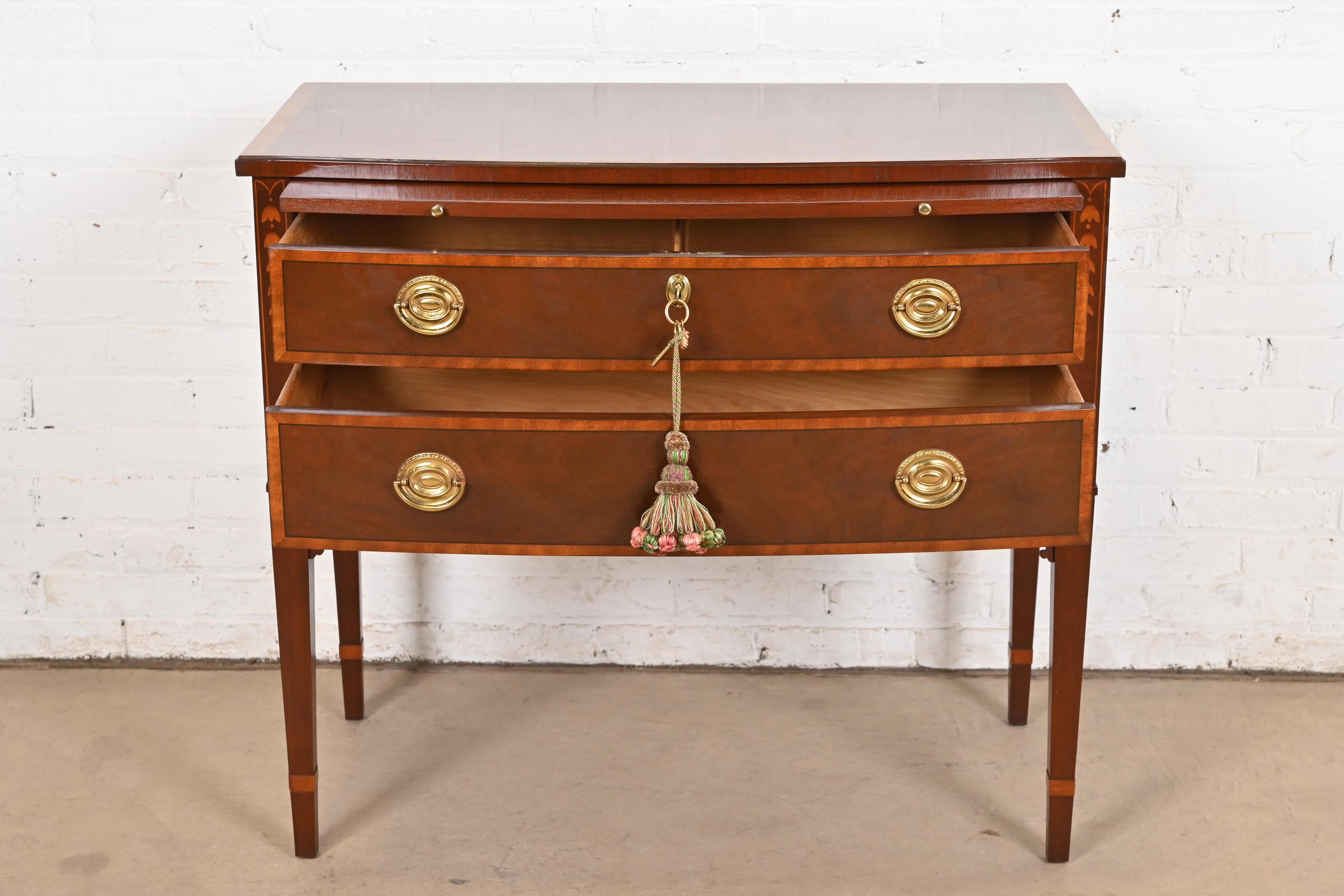 Brass Baker Furniture Federal Inlaid Mahogany Sideboard or Buffet Server