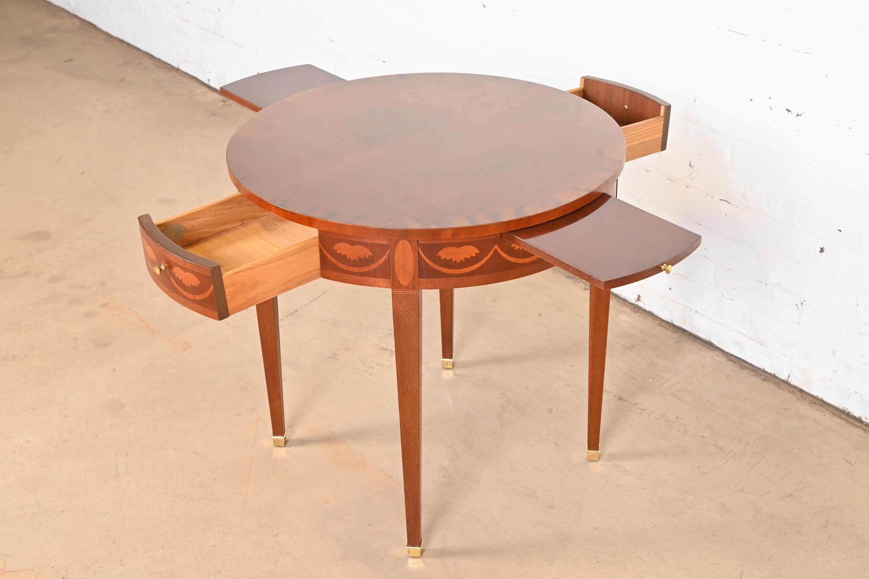 Baker Furniture Federal Inlaid Mahogany Tea Table or Occasional Side Table For Sale 8
