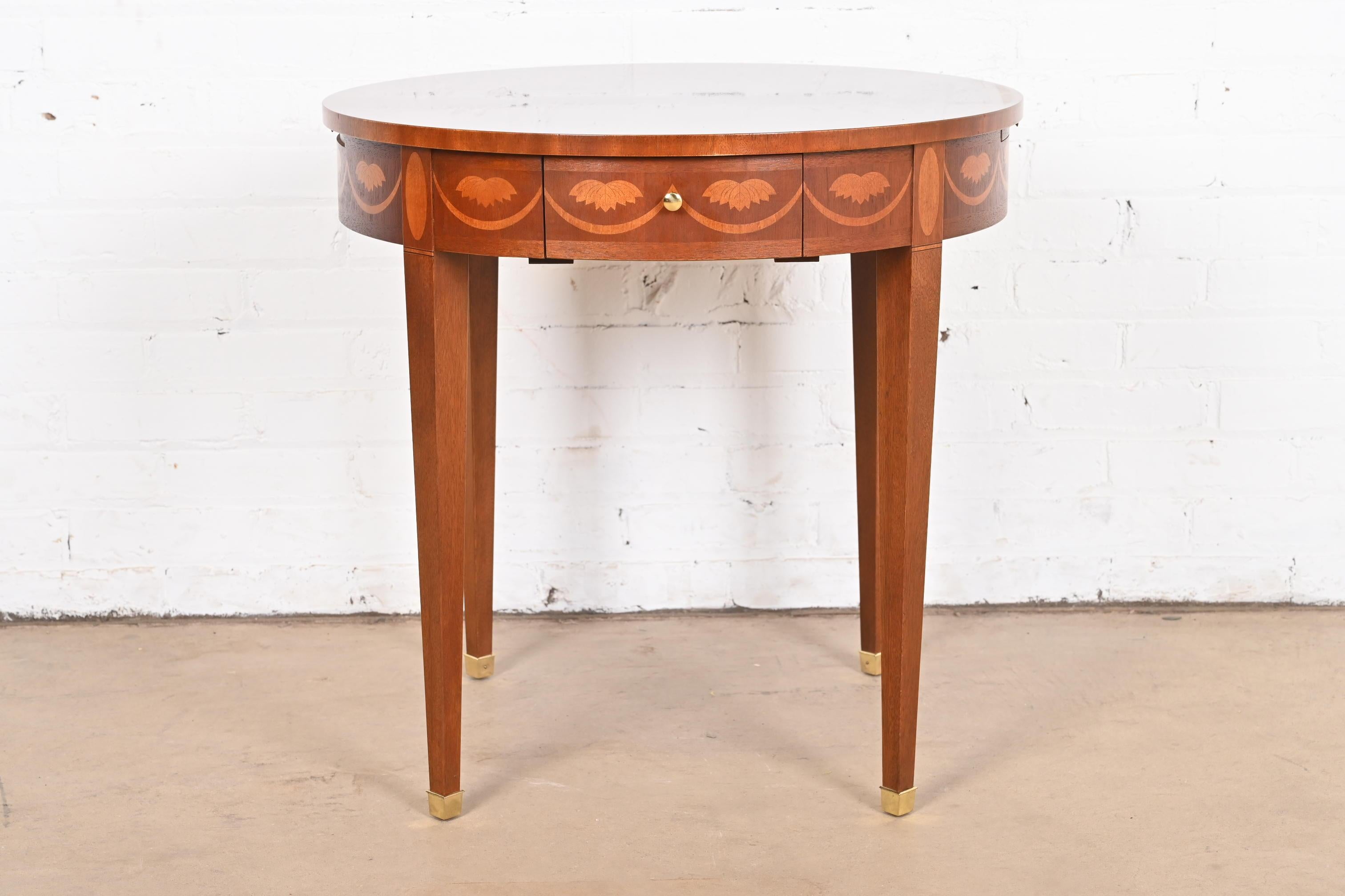 American Baker Furniture Federal Inlaid Mahogany Tea Table or Occasional Side Table For Sale