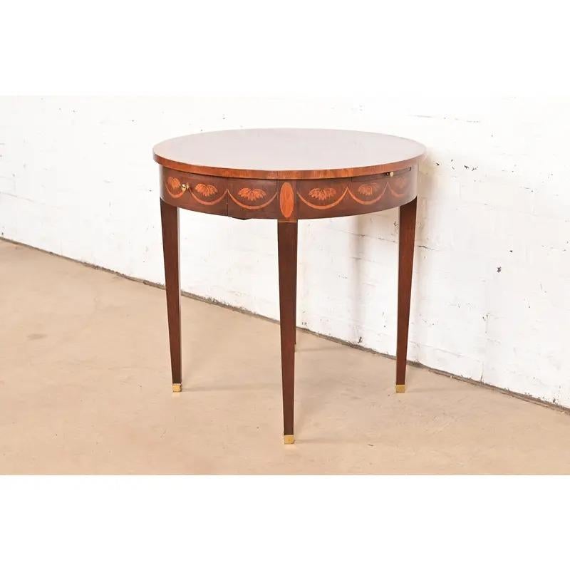 Baker Furniture Federal Inlaid Mahogany Tea Table or Occasional Side Table In Good Condition For Sale In South Bend, IN
