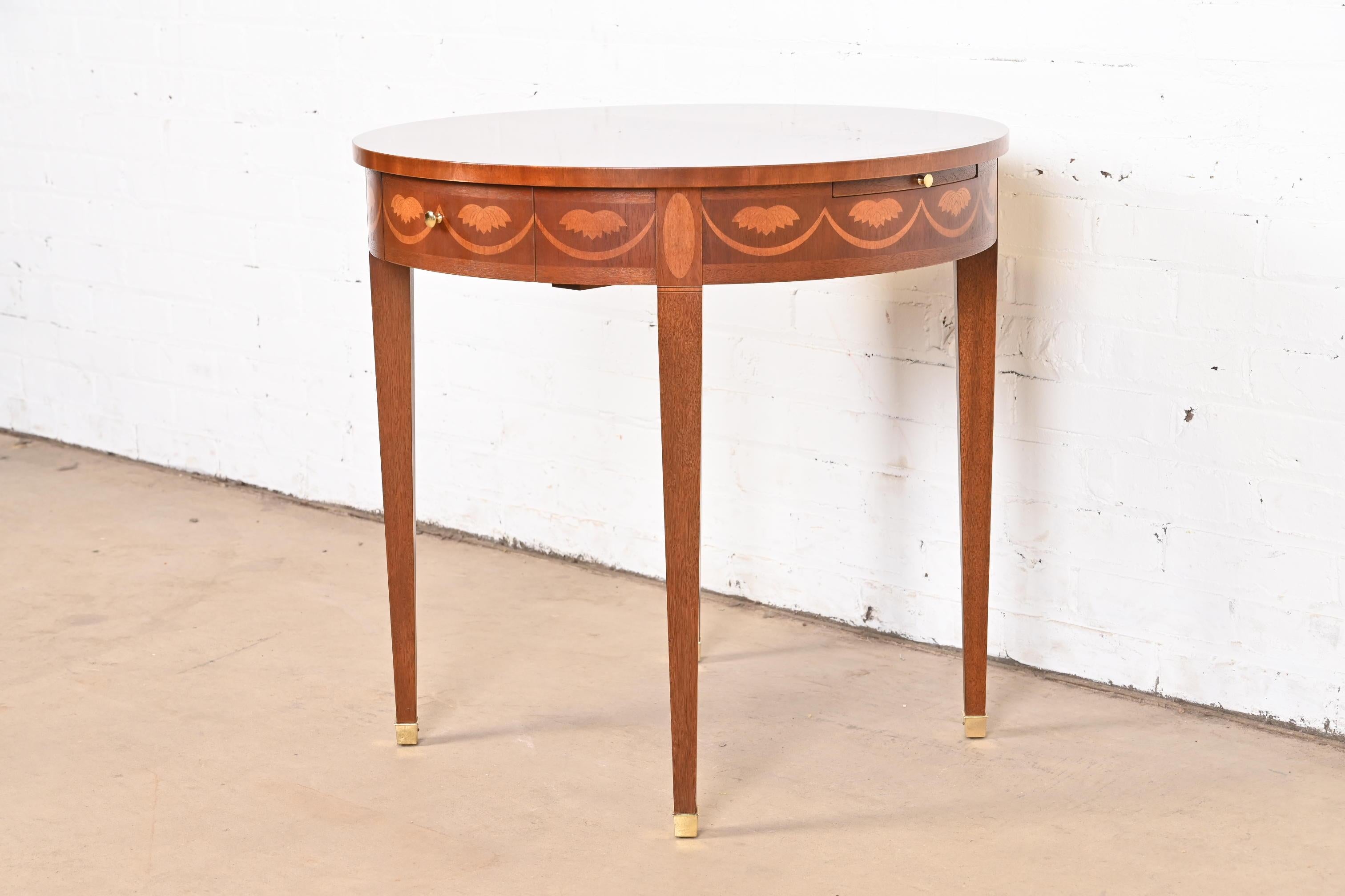 20th Century Baker Furniture Federal Inlaid Mahogany Tea Table or Occasional Side Table For Sale