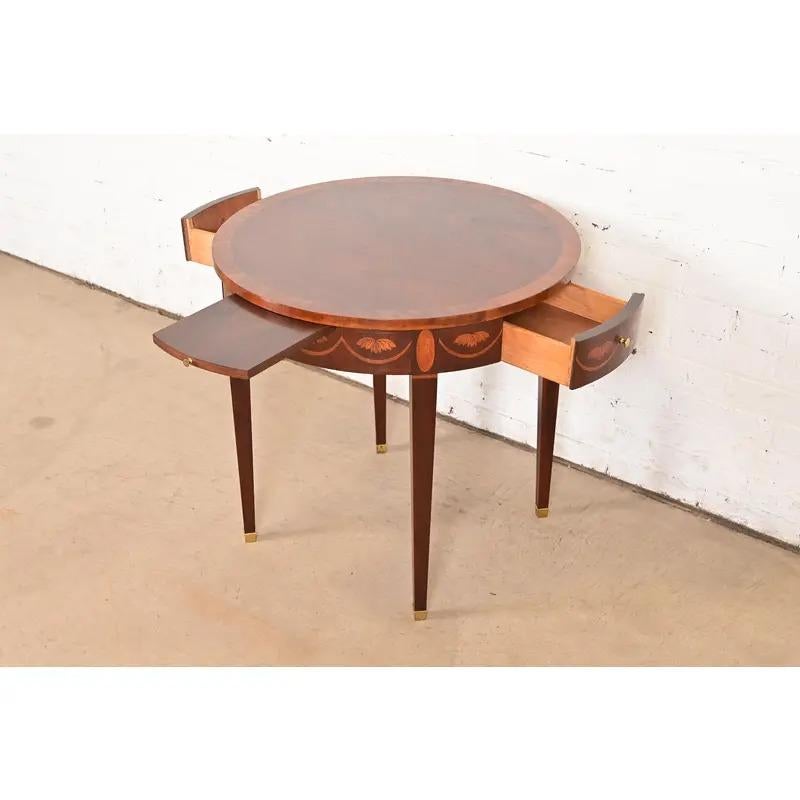 Baker Furniture Federal Inlaid Mahogany Tea Table or Occasional Side Table For Sale 1
