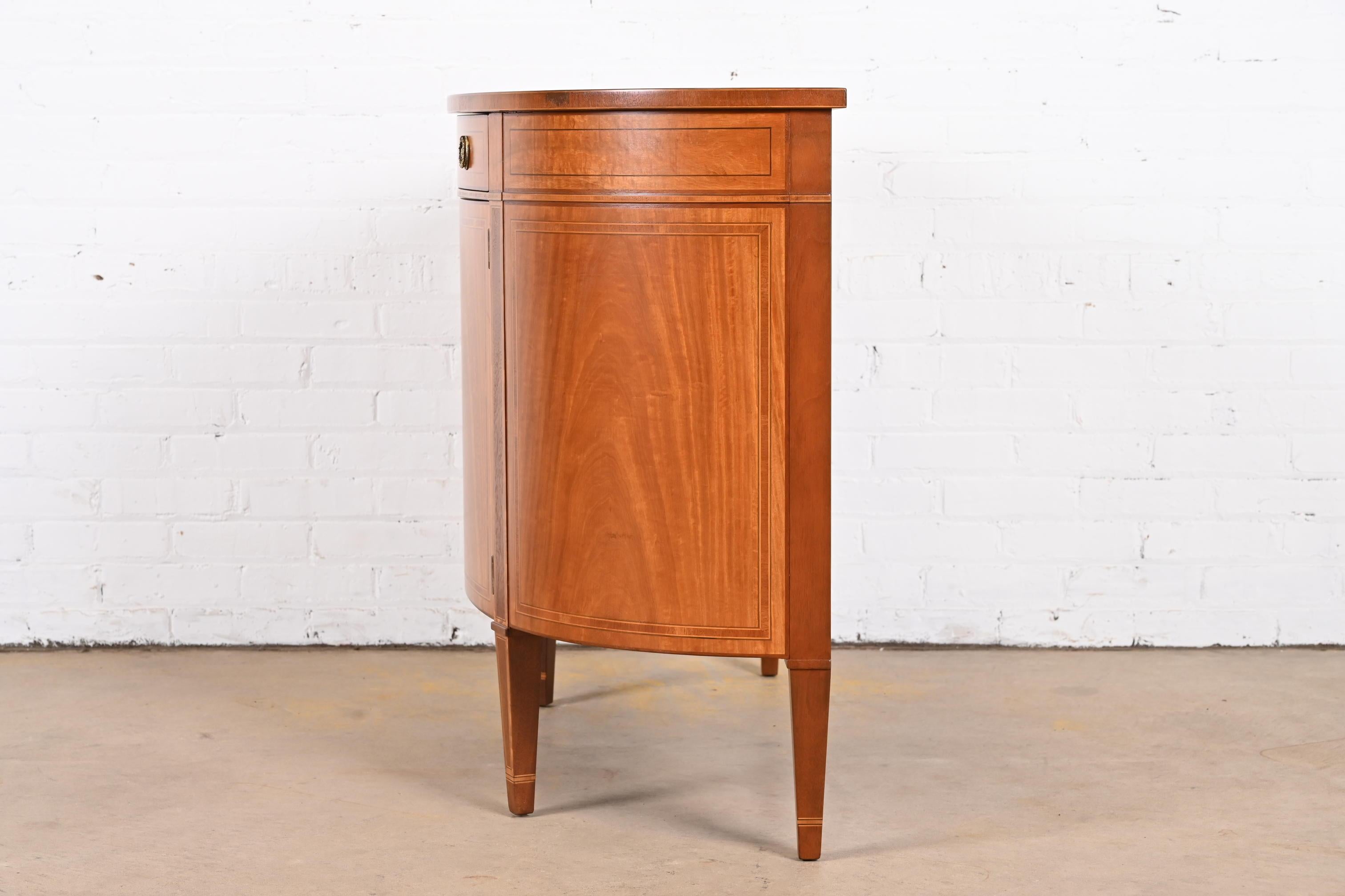 Baker Furniture Federal Mahogany and Satinwood Demilune Cabinet, Refinished 8