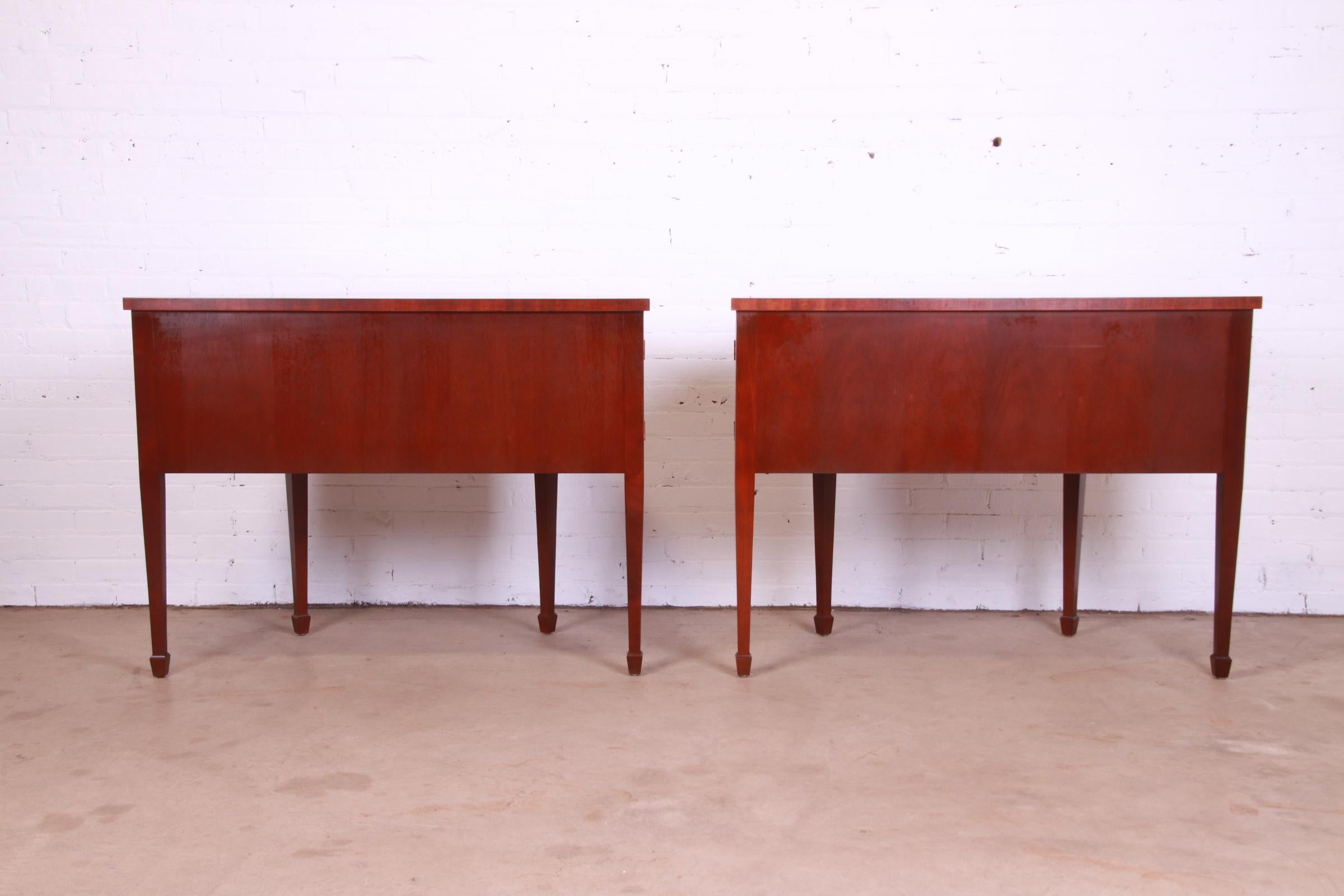 Baker Furniture Federal Mahogany and Satinwood Demilune Sideboards, Pair 8