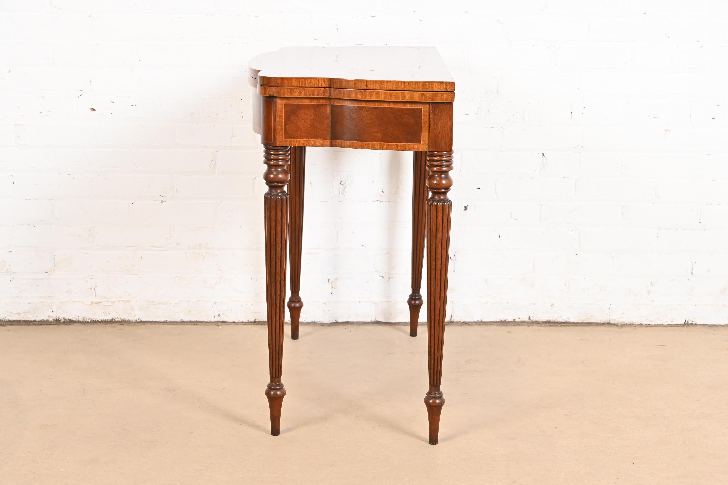 Baker Furniture Federal Mahogany and Satinwood Flip-Top Console or Game Table For Sale 6