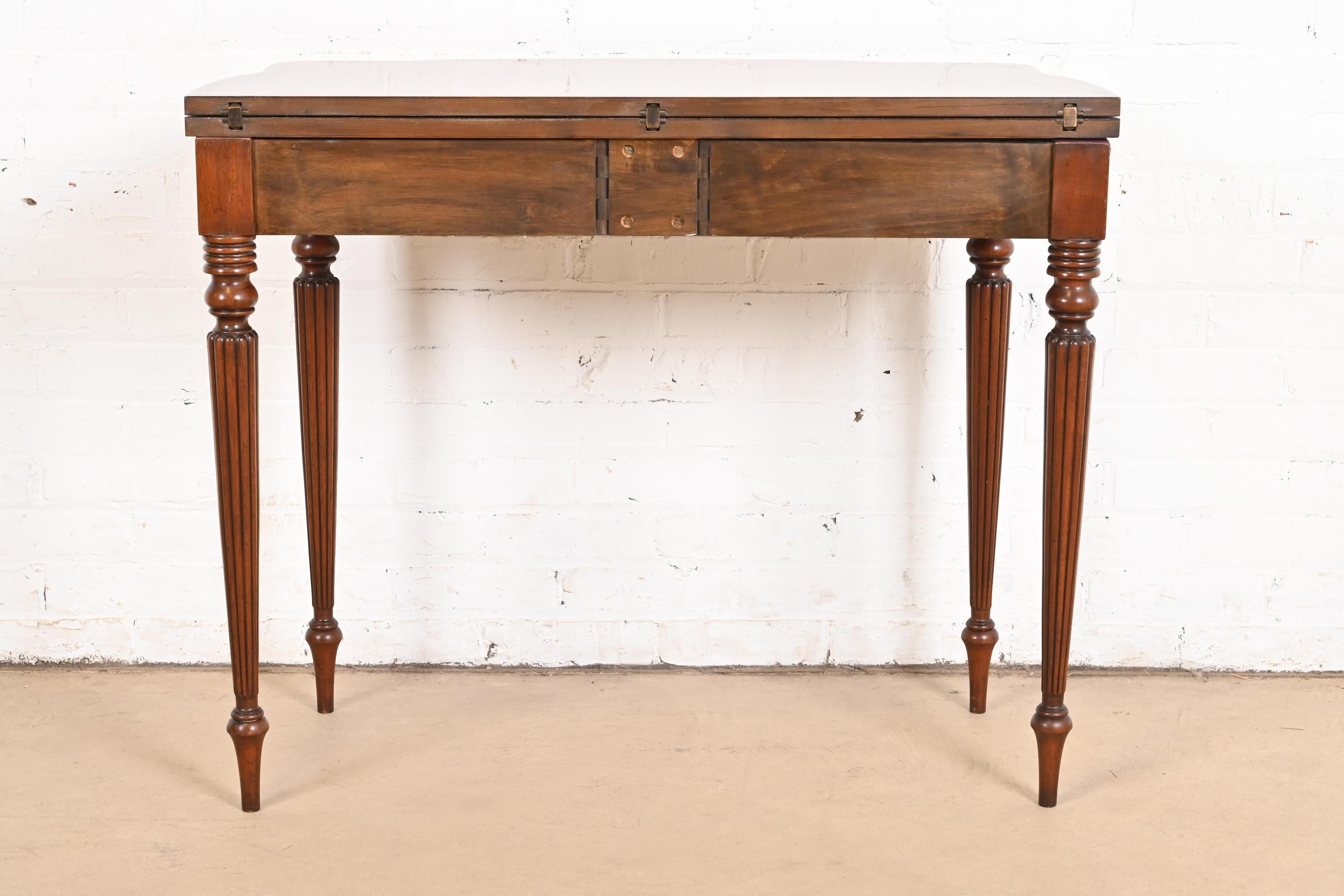 Baker Furniture Federal Mahogany and Satinwood Flip-Top Console or Game Table For Sale 7