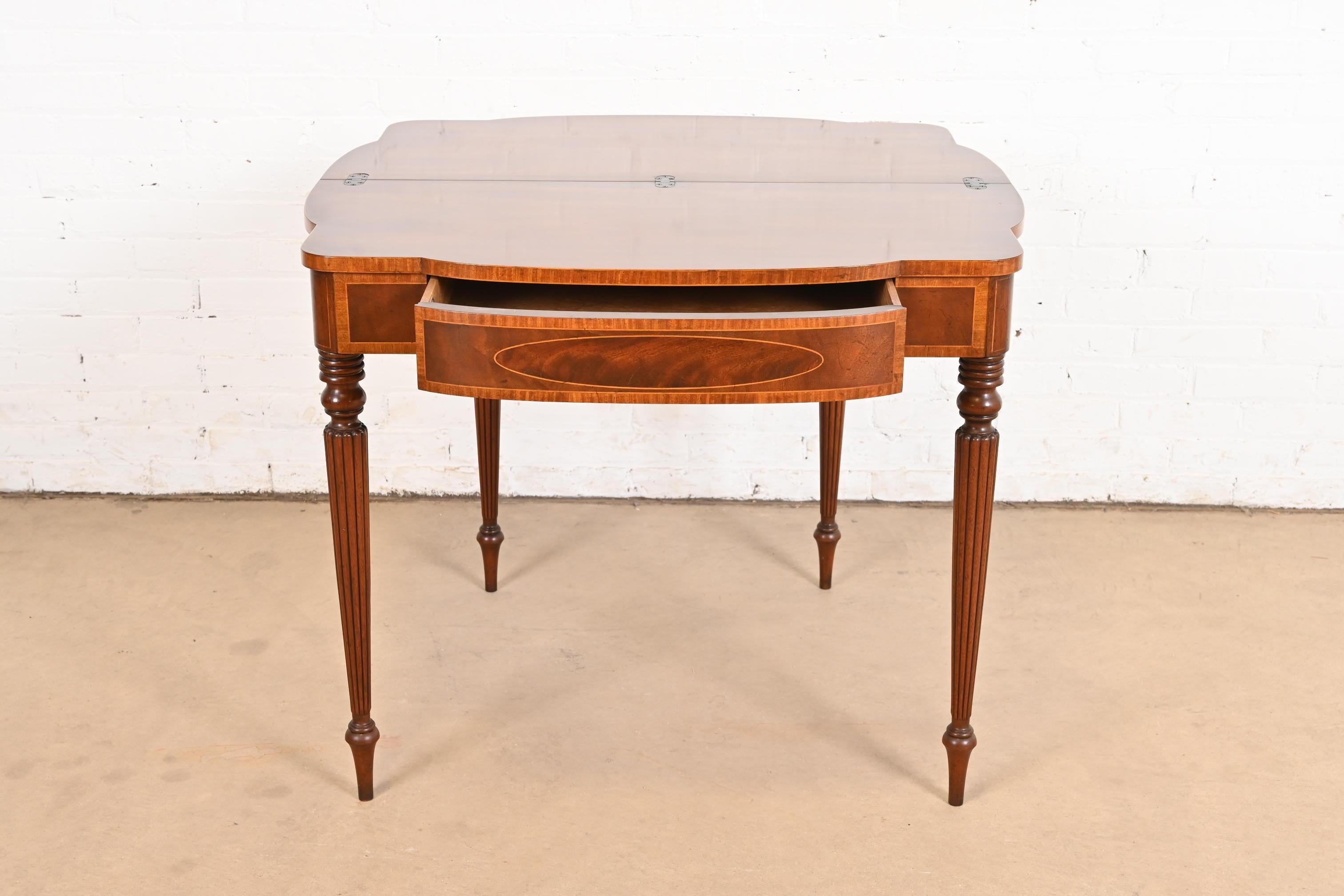 Baker Furniture Federal Mahogany and Satinwood Flip-Top Console or Game Table For Sale 3