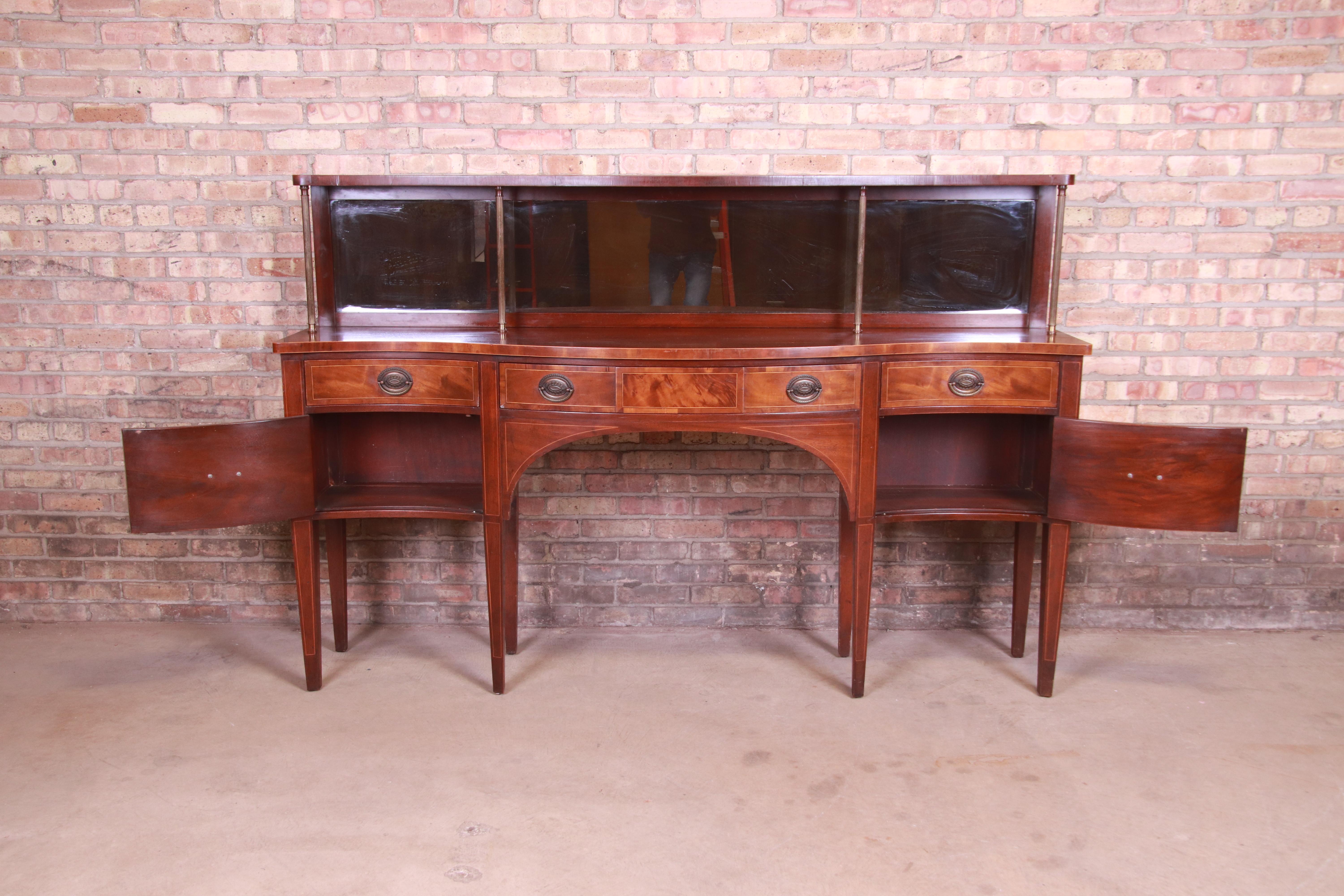 Baker Furniture Federal Mahogany Bow Front Sideboard Credenza, circa 1940s For Sale 4