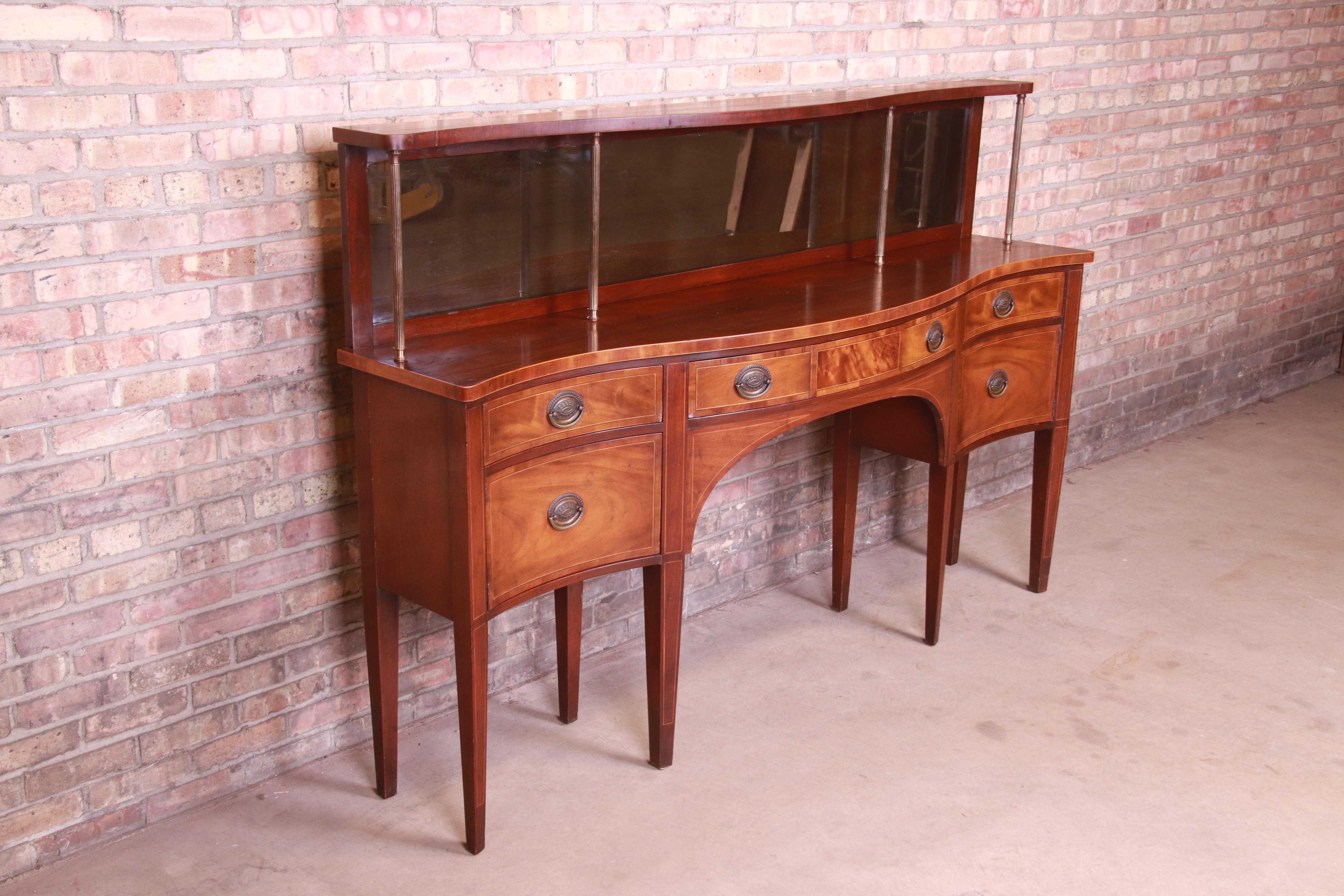 Mid-20th Century Baker Furniture Federal Mahogany Bow Front Sideboard Credenza, circa 1940s For Sale