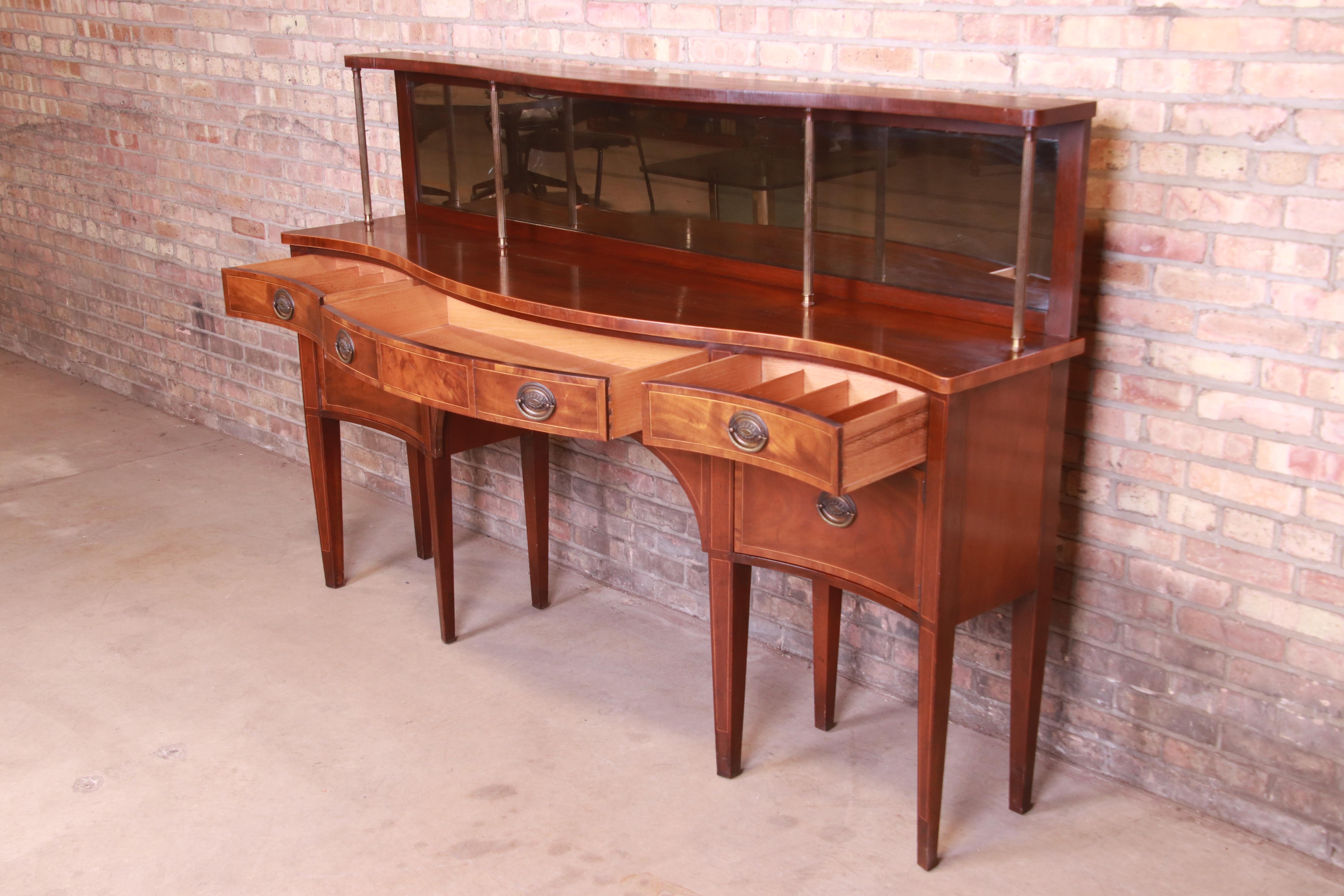 Baker Furniture Federal Mahogany Bow Front Sideboard Credenza, circa 1940s For Sale 1