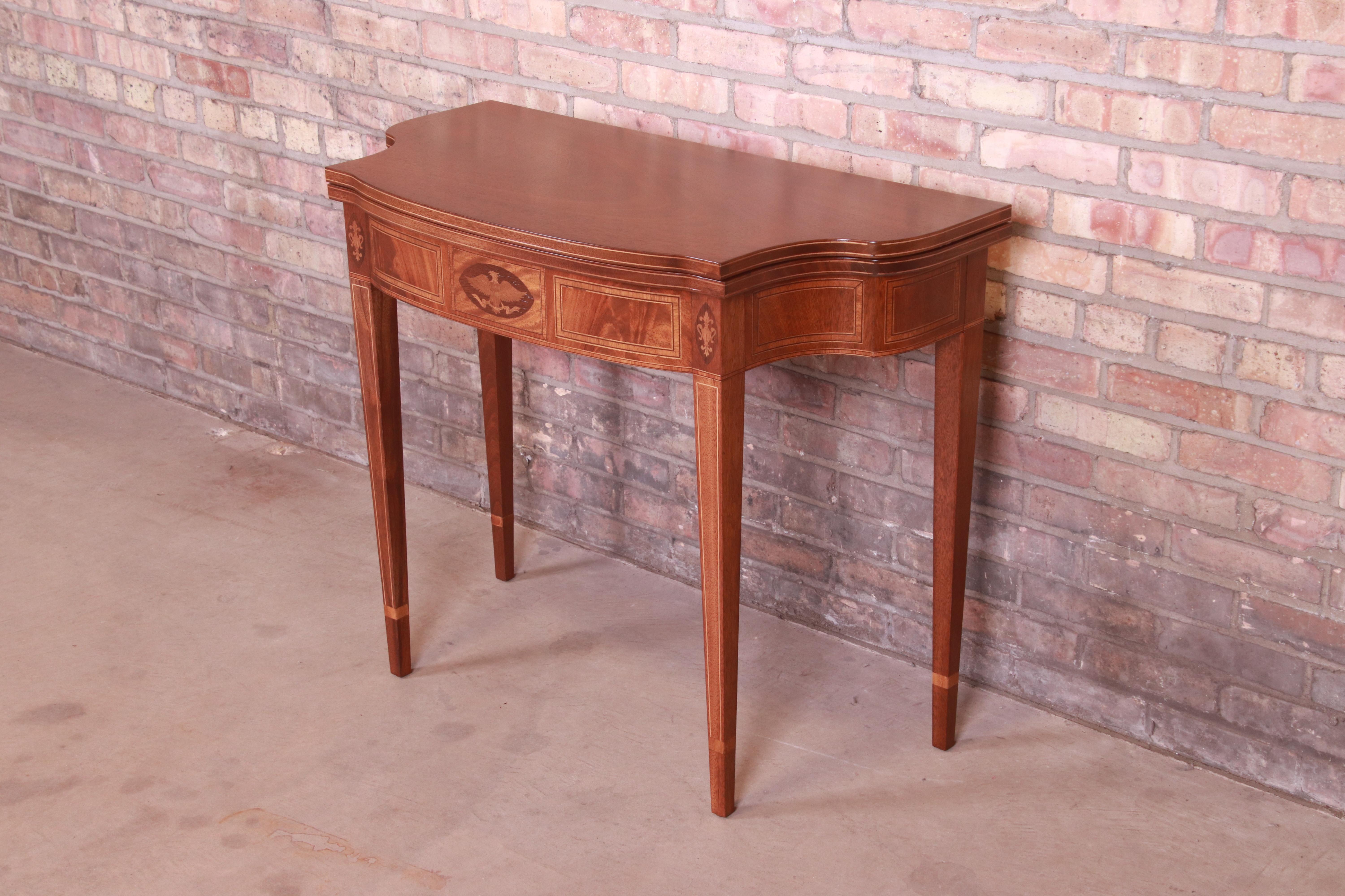American Baker Furniture Federal Mahogany Flip Top Console or Game Table, Refinished