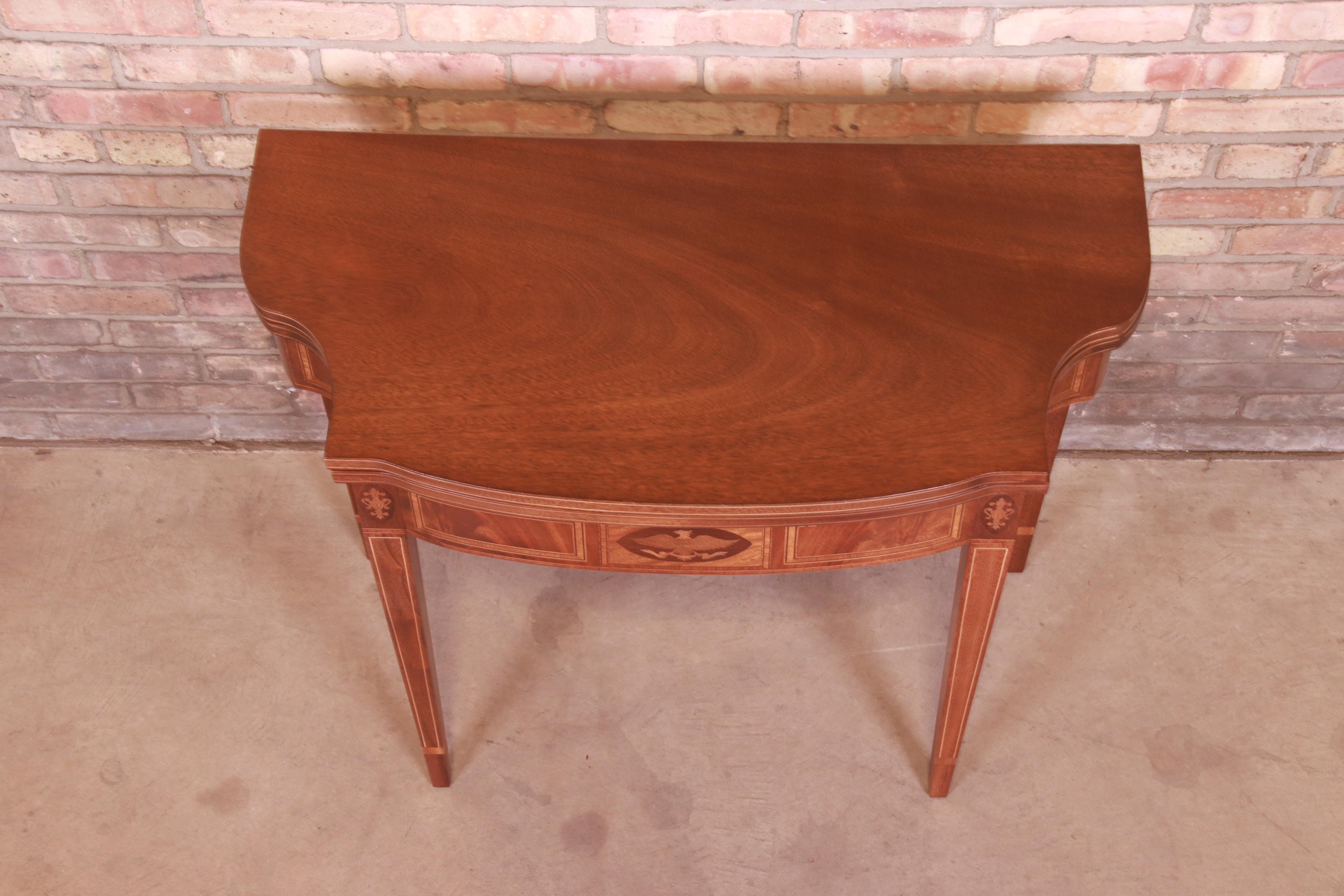 Baker Furniture Federal Mahogany Flip Top Console or Game Table, Refinished 3