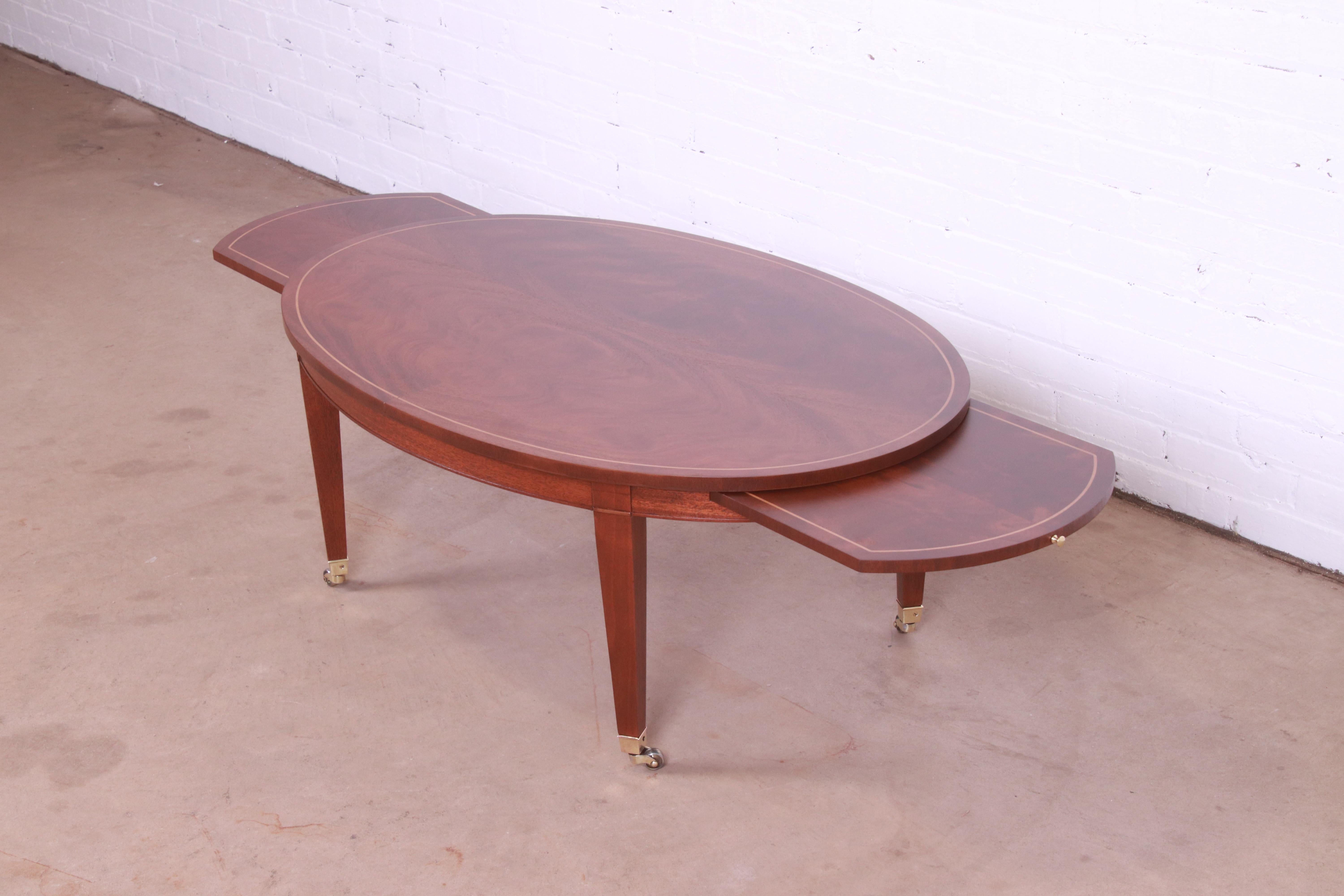 Baker Furniture Federal Mahogany Oval Coffee Table, Newly Refinished 5