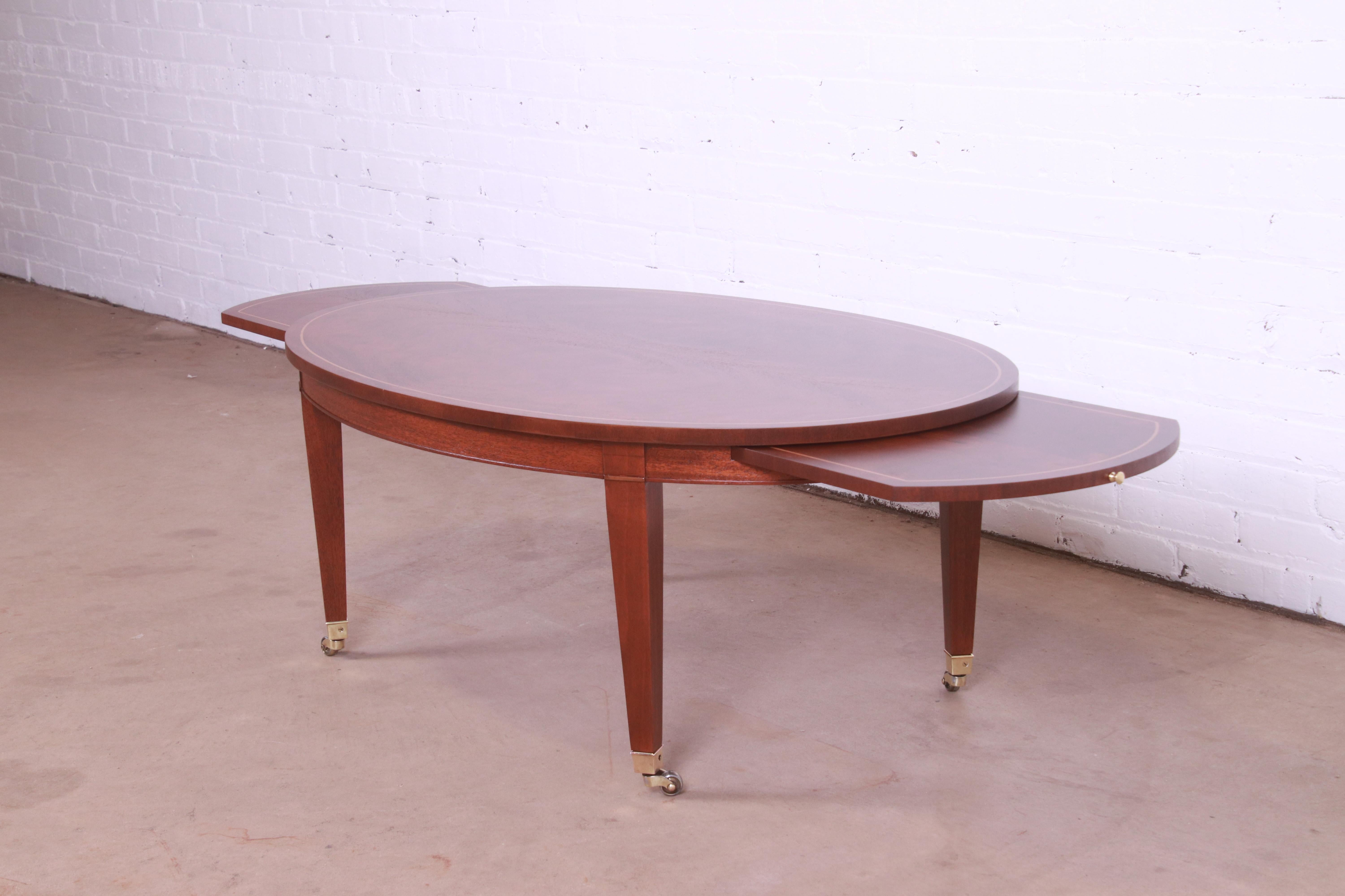 Baker Furniture Federal Mahogany Oval Coffee Table, Newly Refinished 6