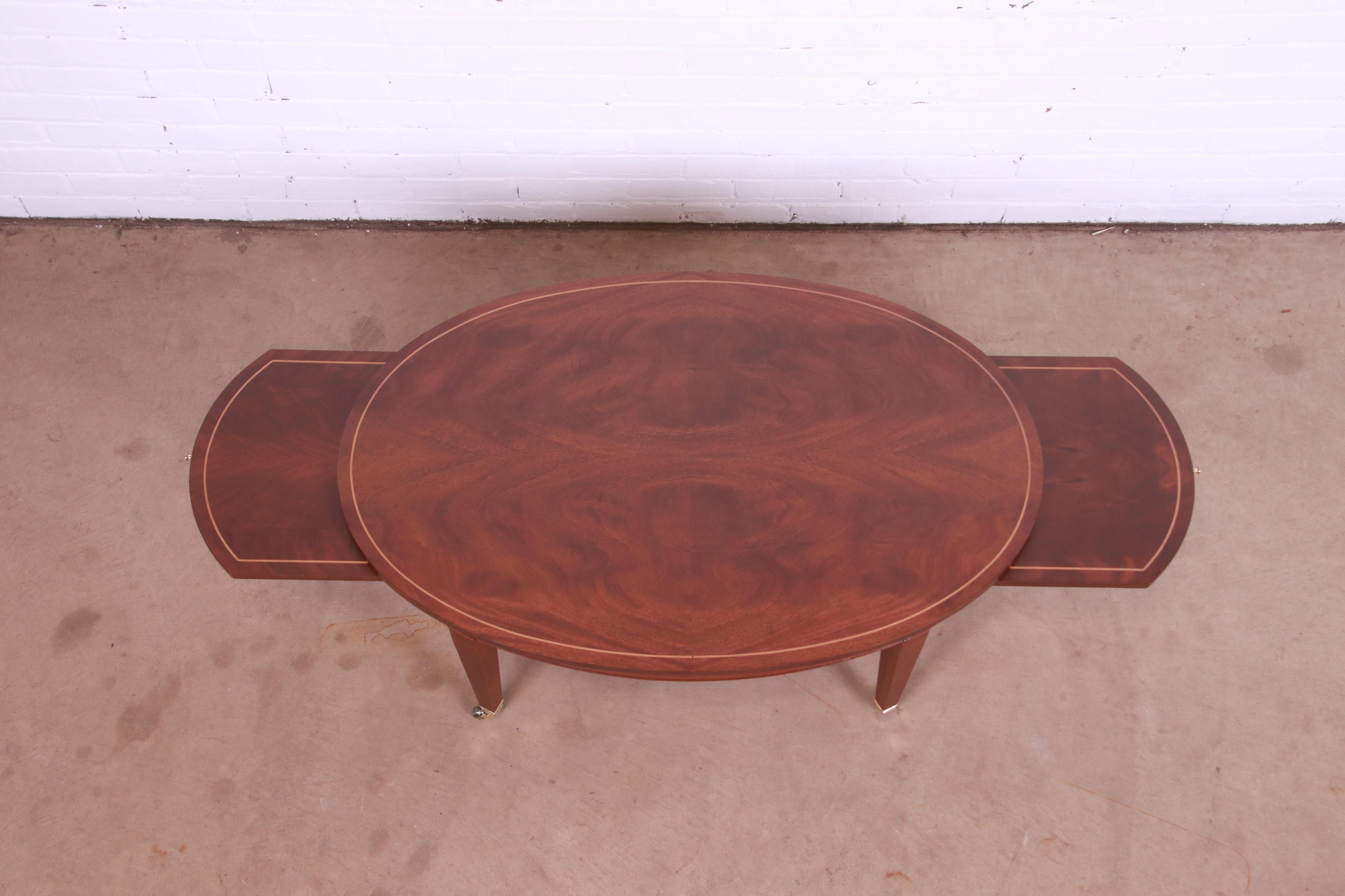 Baker Furniture Federal Mahogany Oval Coffee Table, Newly Refinished 7