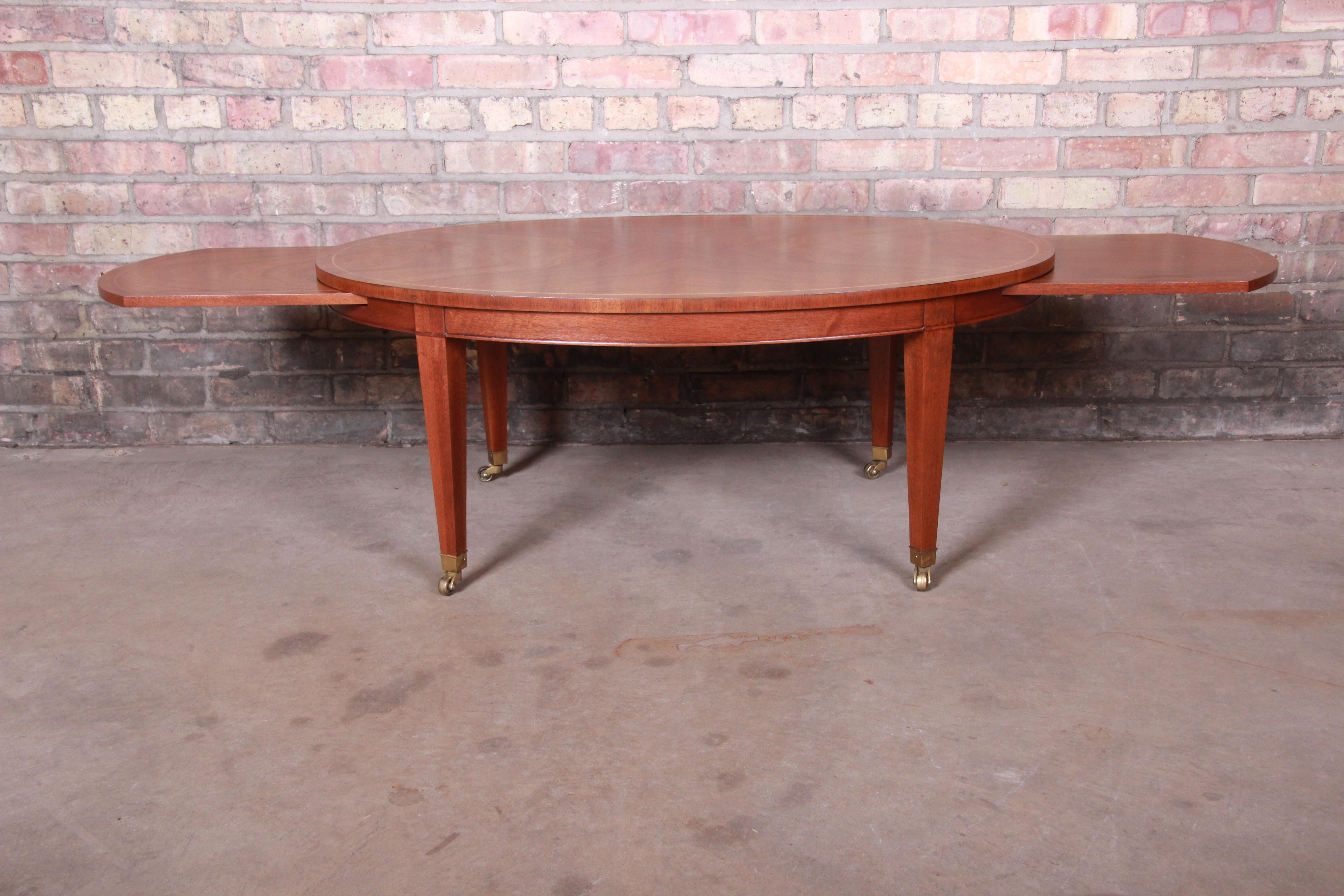 Baker Furniture Federal Mahogany Oval Coffee Table, Newly Refinished 3