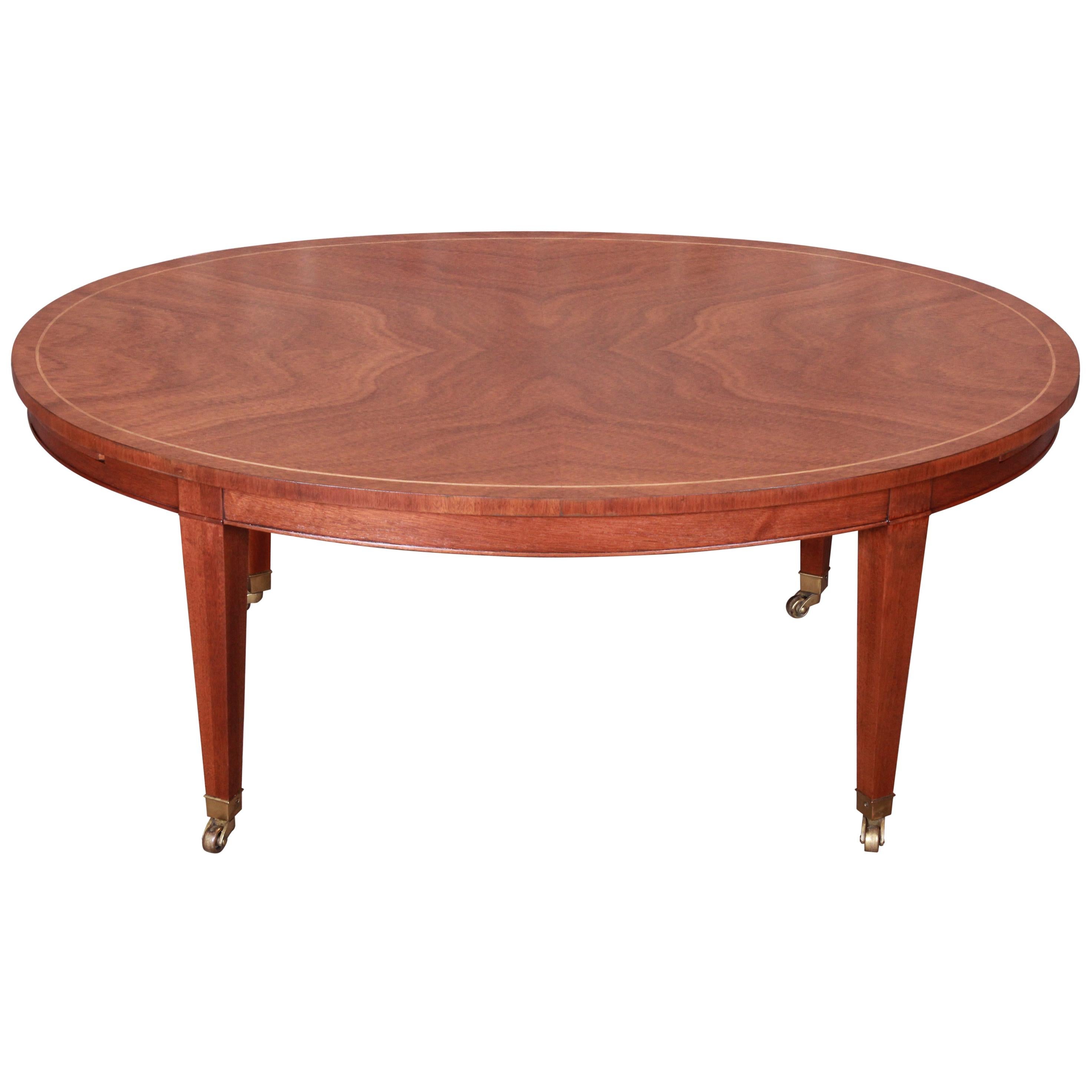 Baker Furniture Federal Mahogany Oval Coffee Table, Newly Refinished