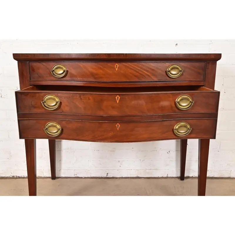 Brass Baker Furniture Federal Mahogany Serpentine Front Buffet Server, Circa 1920 For Sale