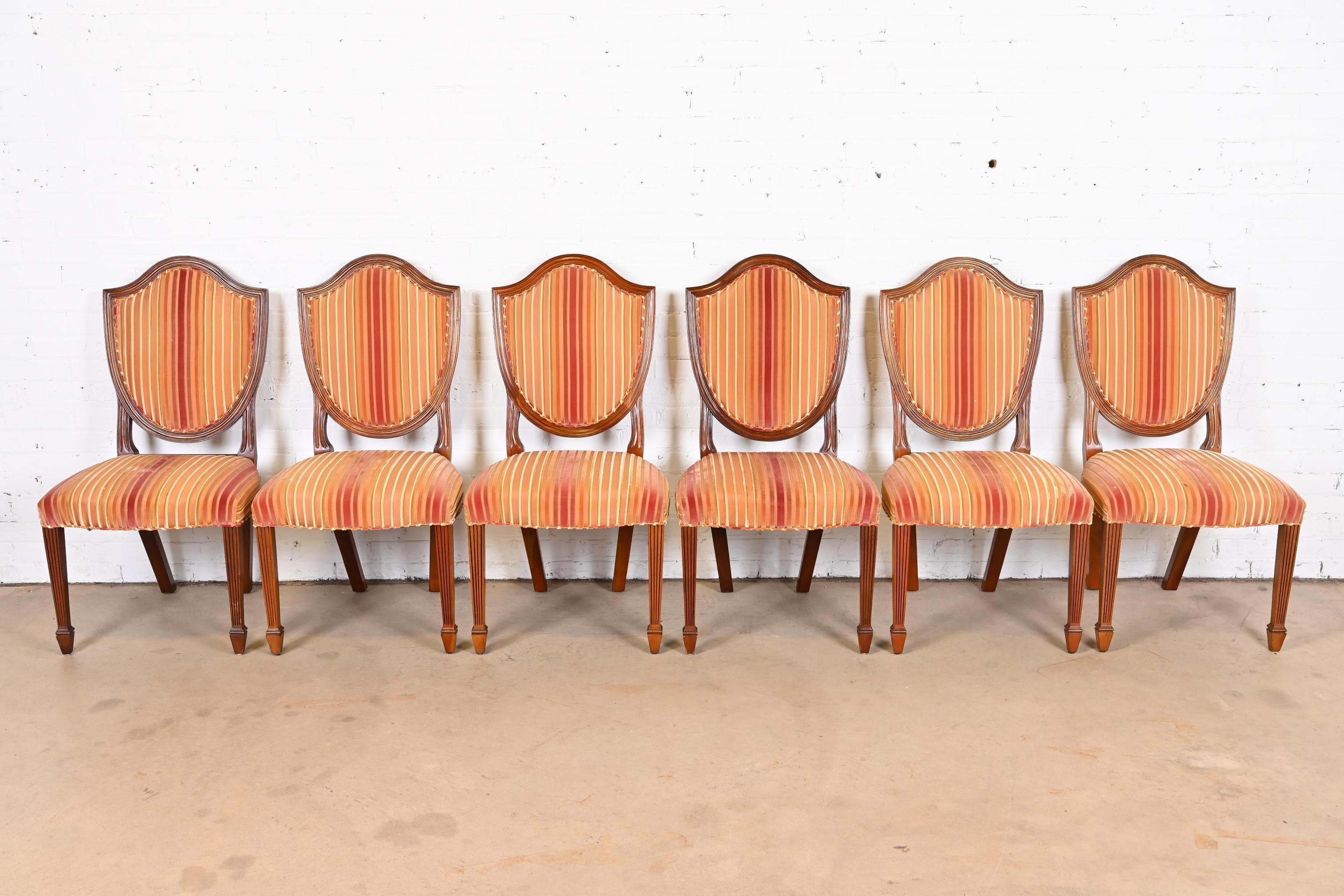 A gorgeous set of six Federal or Hepplewhite style shield back dining chairs

By Baker Furniture, 