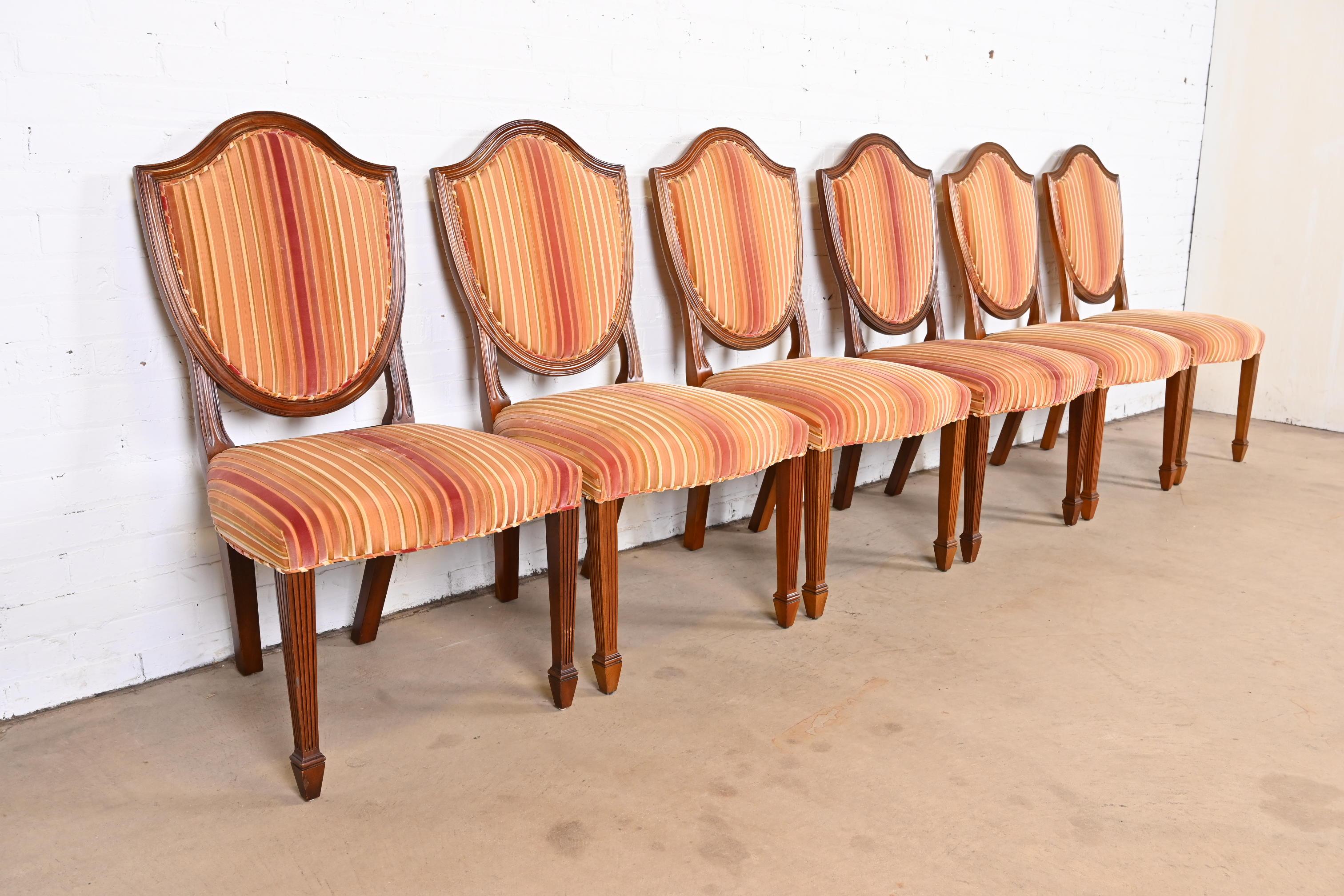 Baker Furniture Federal Mahogany Shield Back Dining Chairs, Set of Six In Good Condition For Sale In South Bend, IN