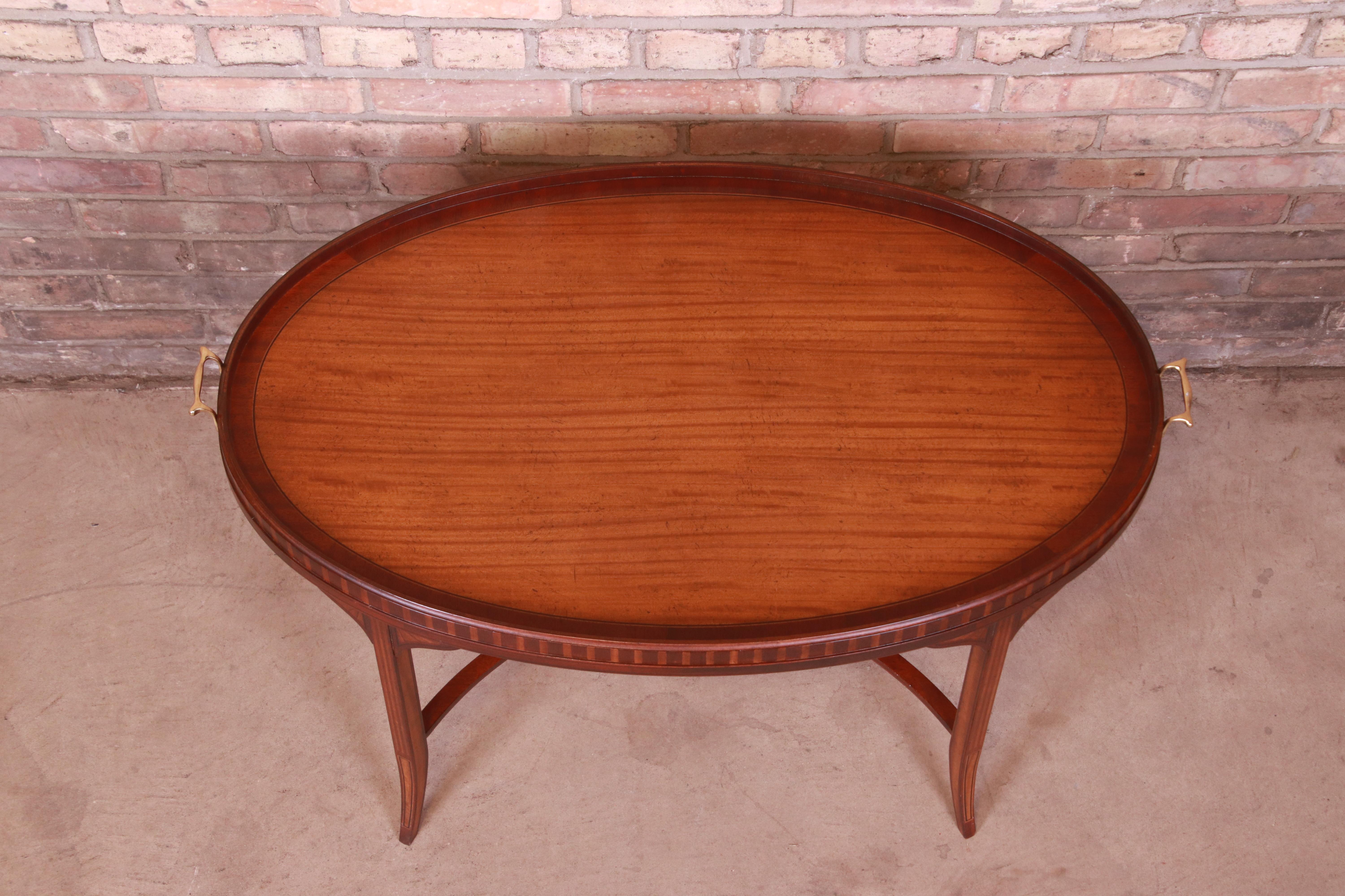 Baker Furniture Federal Style Inlaid Mahogany and Satinwood Coffee Table 1