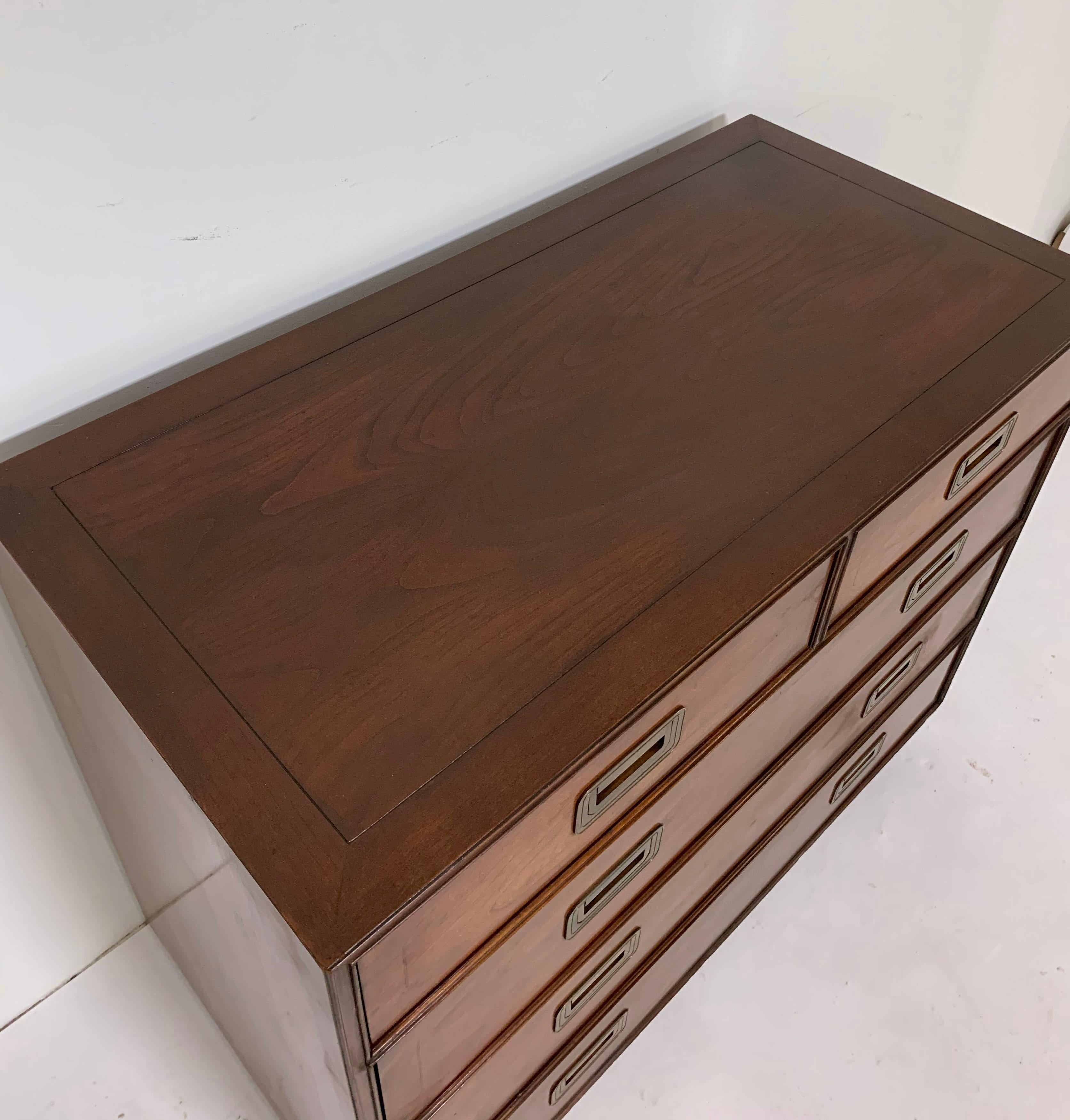 Mid-20th Century Baker Furniture Five-Drawer Campaign Chest, circa 1940s