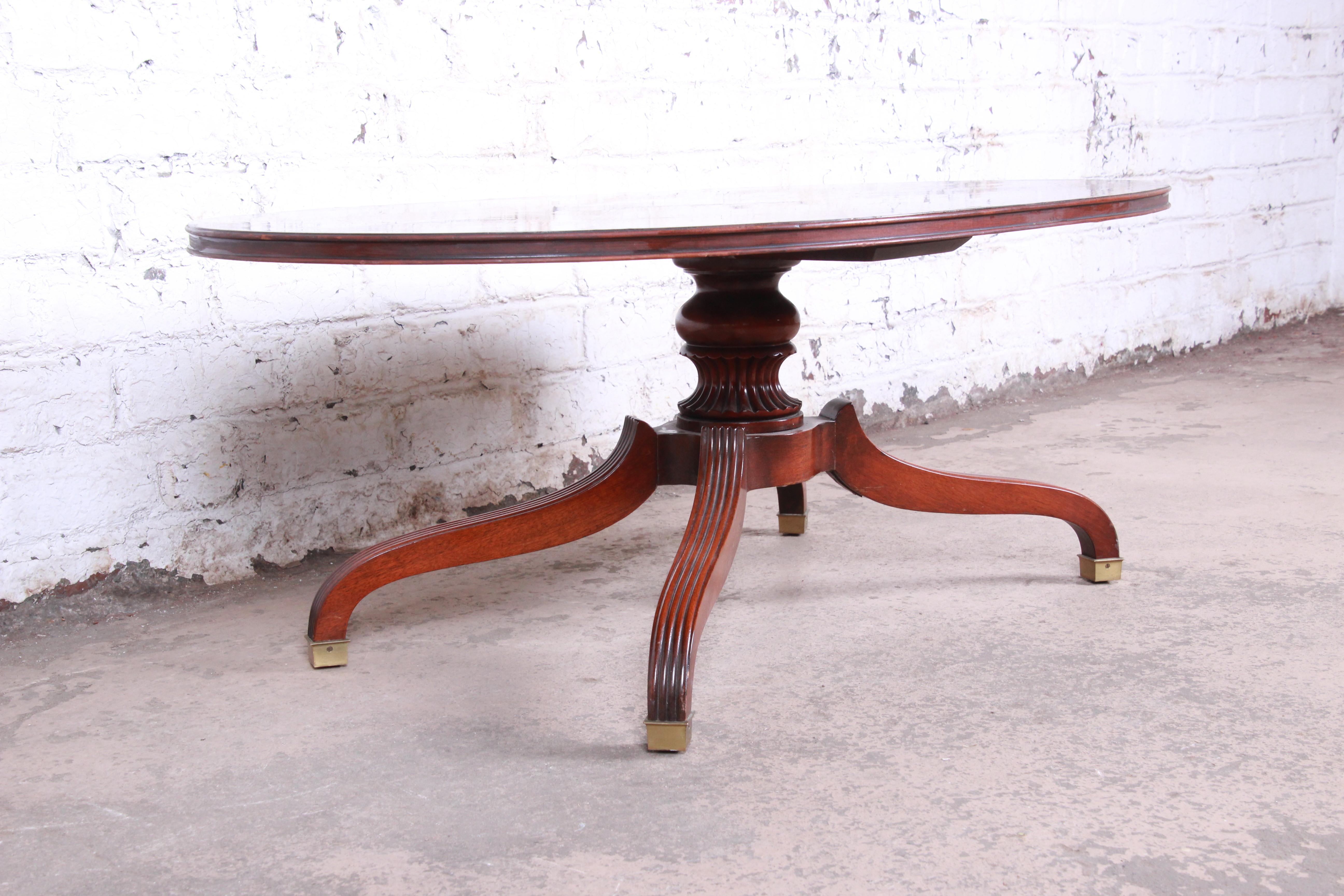 Late 20th Century Baker Furniture Flame Mahogany Regency Coffee Table
