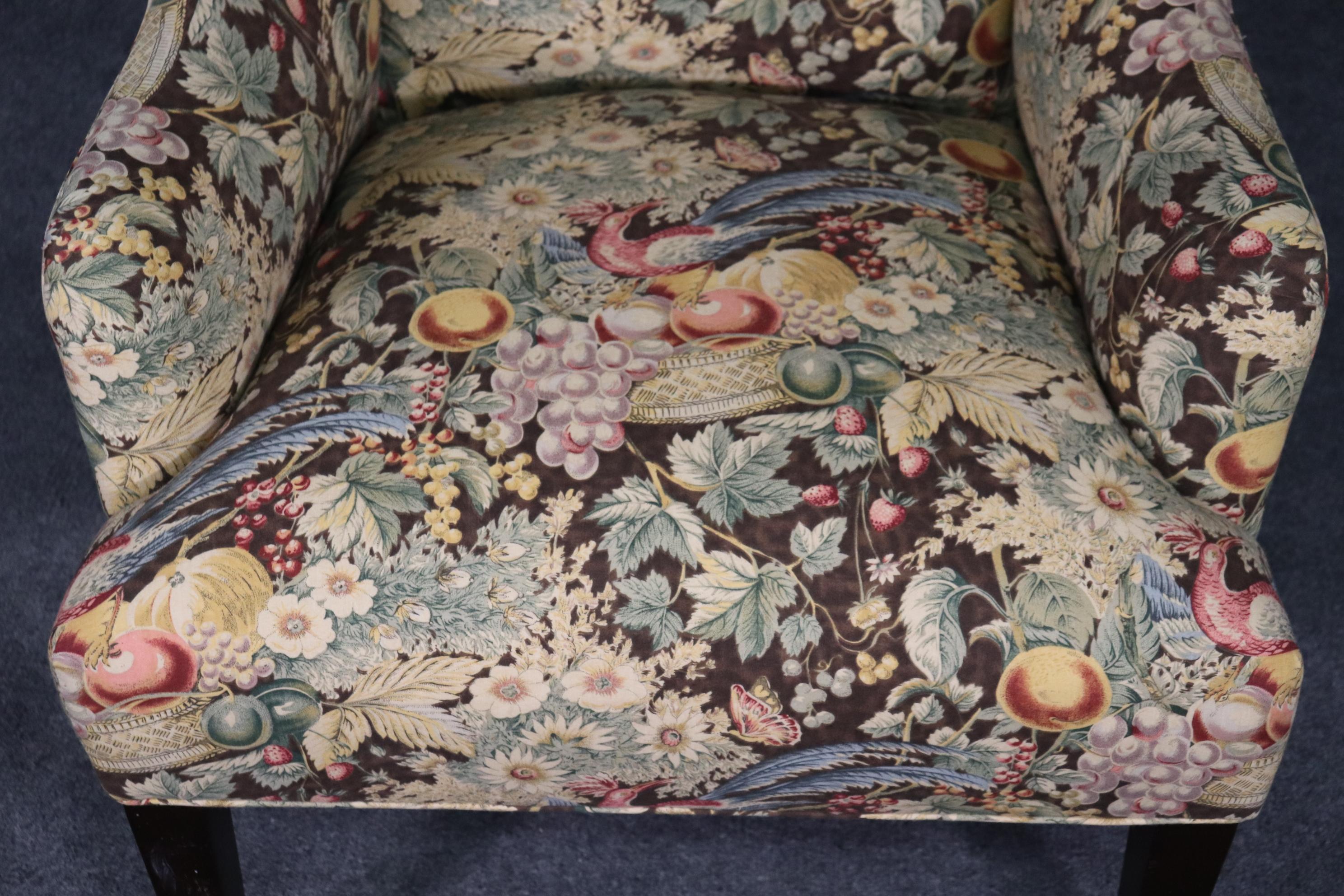 Baker Furniture Floral Upholstered Wingback or Fireside Chair 2