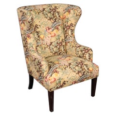 Vintage Baker Furniture Floral Upholstered Wingback or Fireside Chair