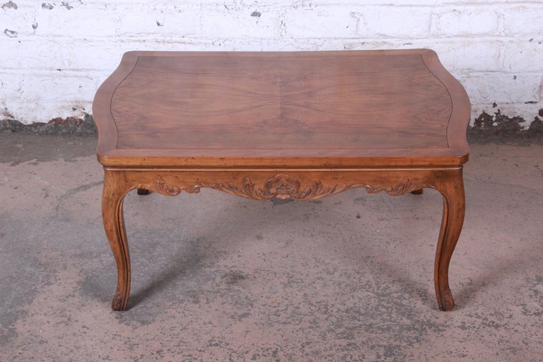 Baker Furniture French Carved Burl Wood Coffee Table and End Tables, 3