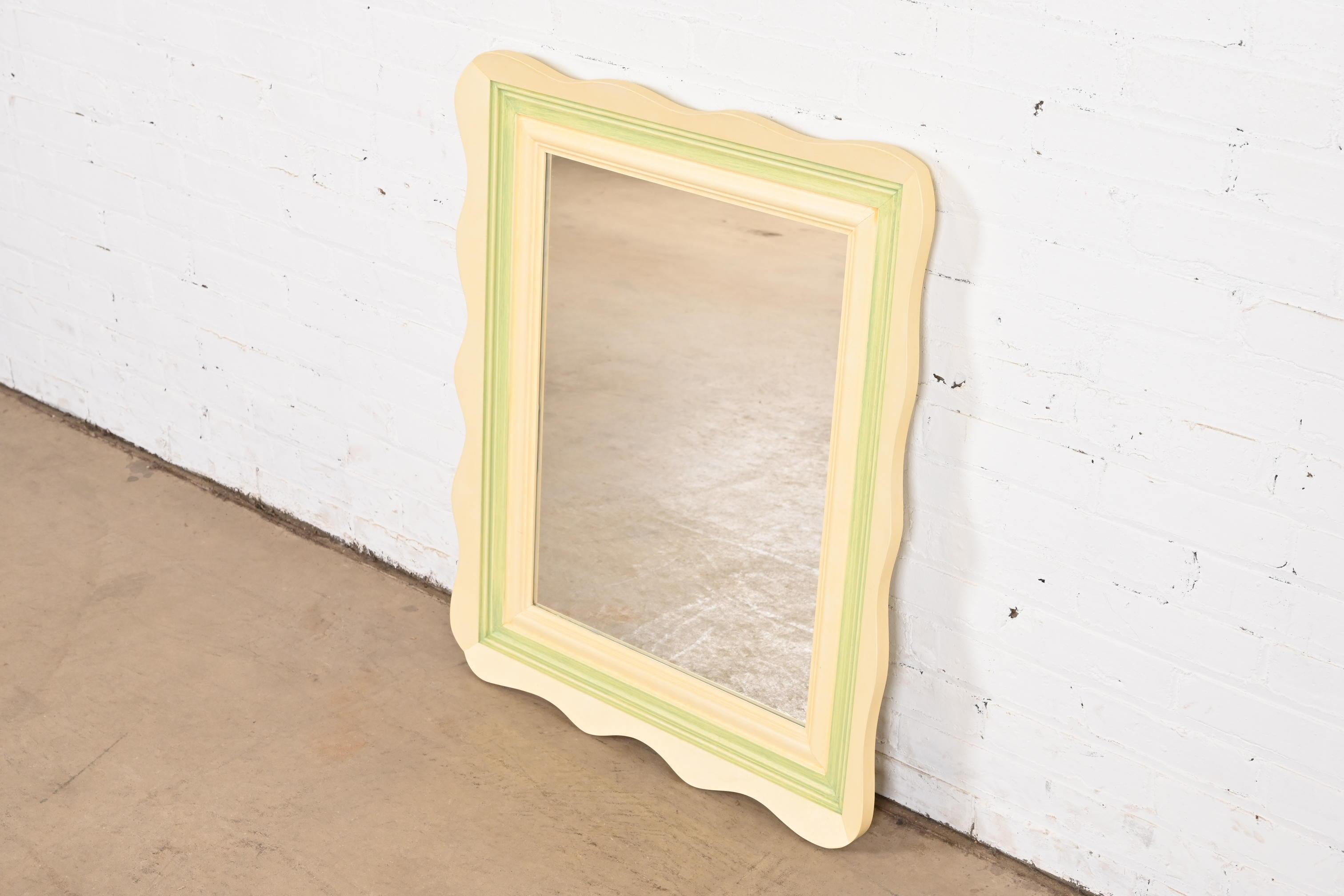 Baker Furniture French Carved Cream Lacquered Wall Mirror For Sale 1