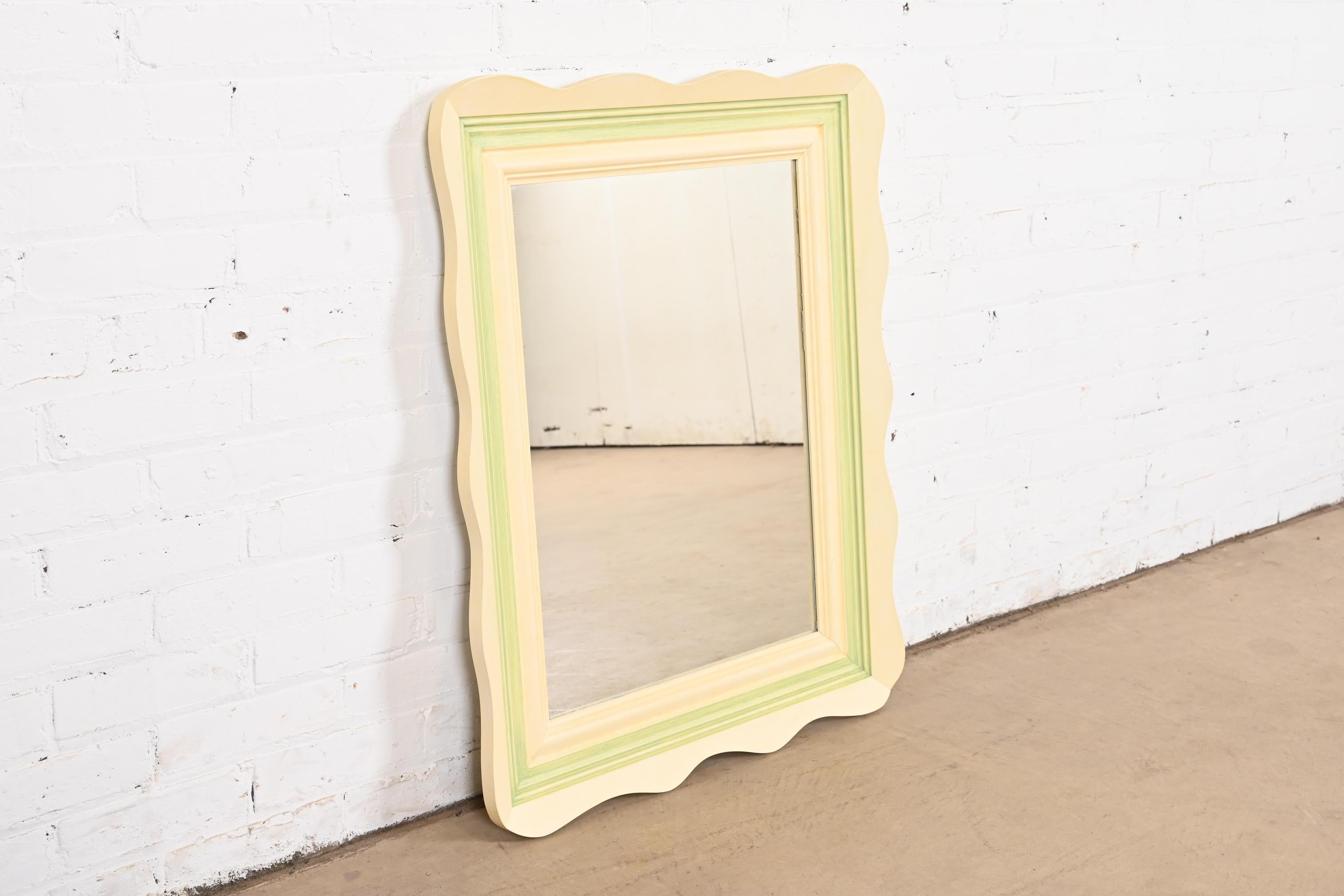 Baker Furniture French Carved Cream Lacquered Wall Mirror For Sale 2
