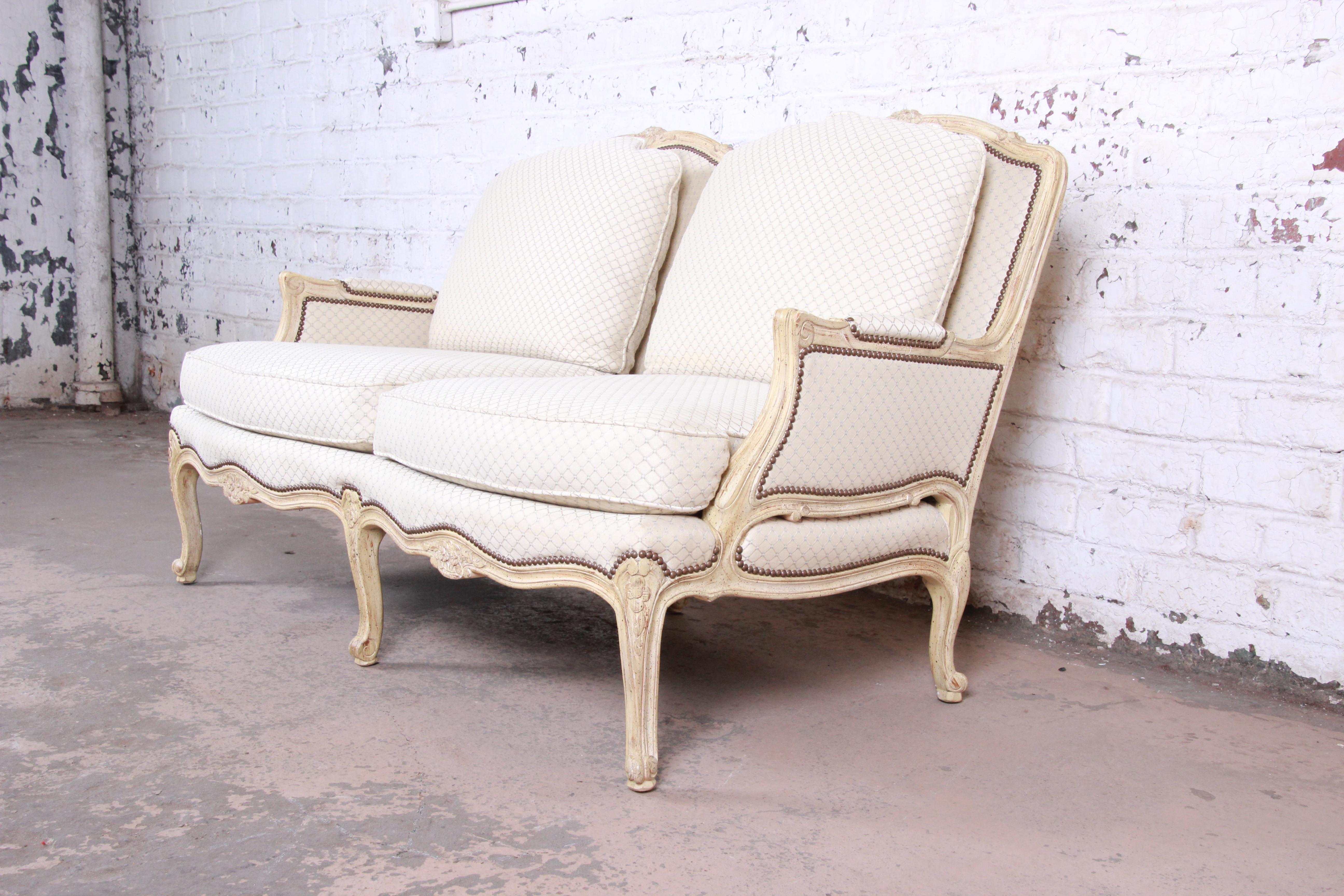 American Baker Furniture French Carved Louis XV Style Loveseat