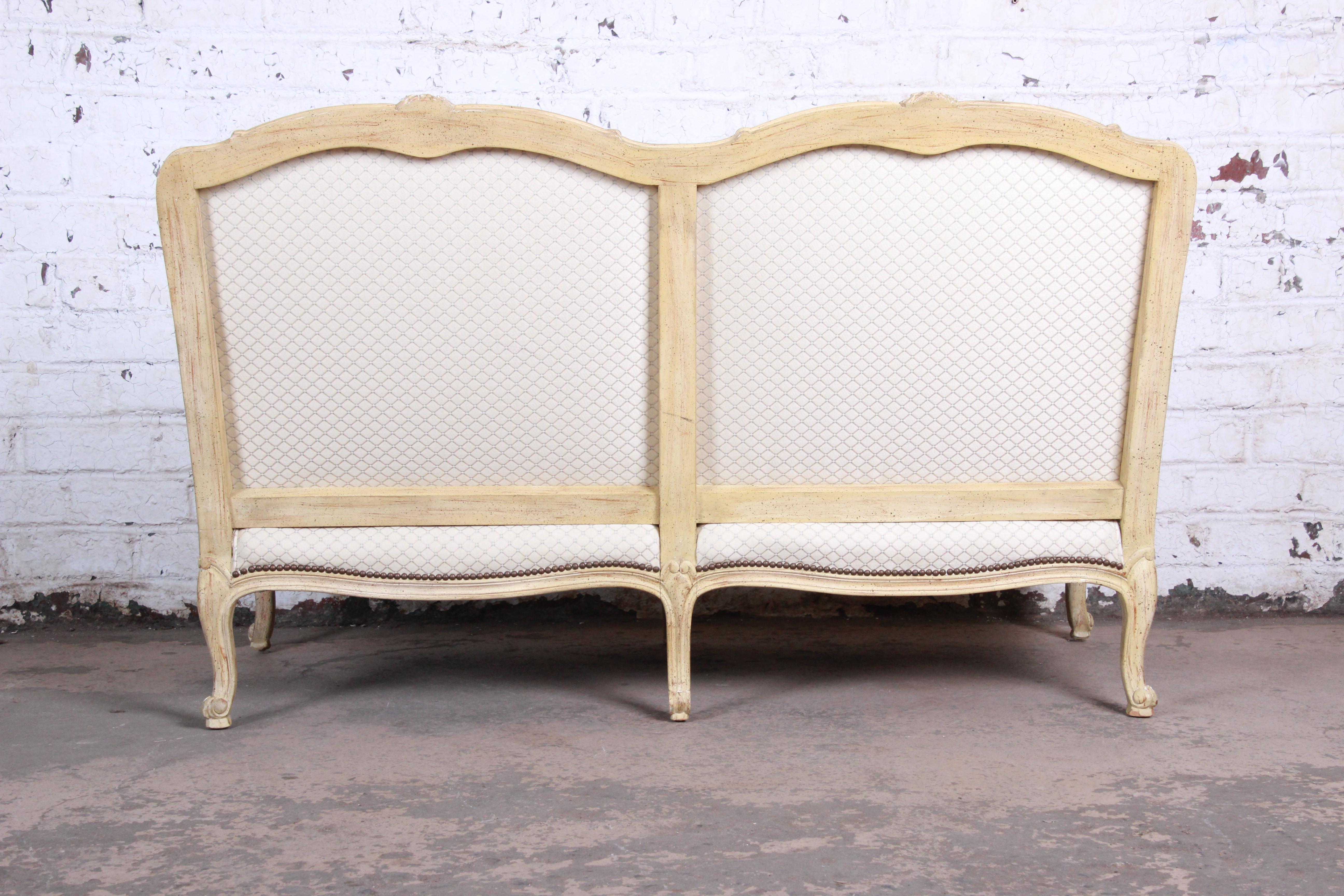 Upholstery Baker Furniture French Carved Louis XV Style Loveseat