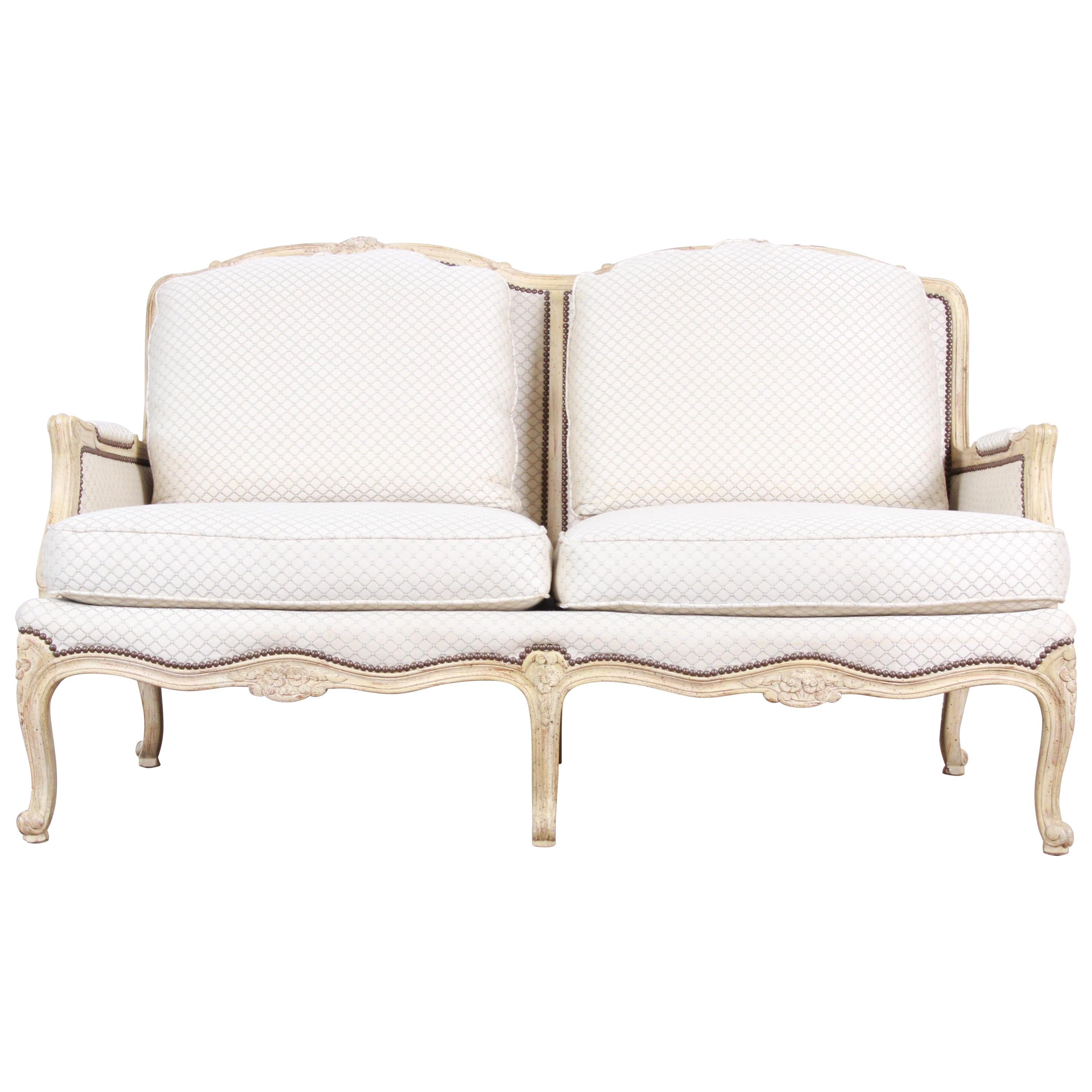 Baker Furniture French Carved Louis XV Style Loveseat