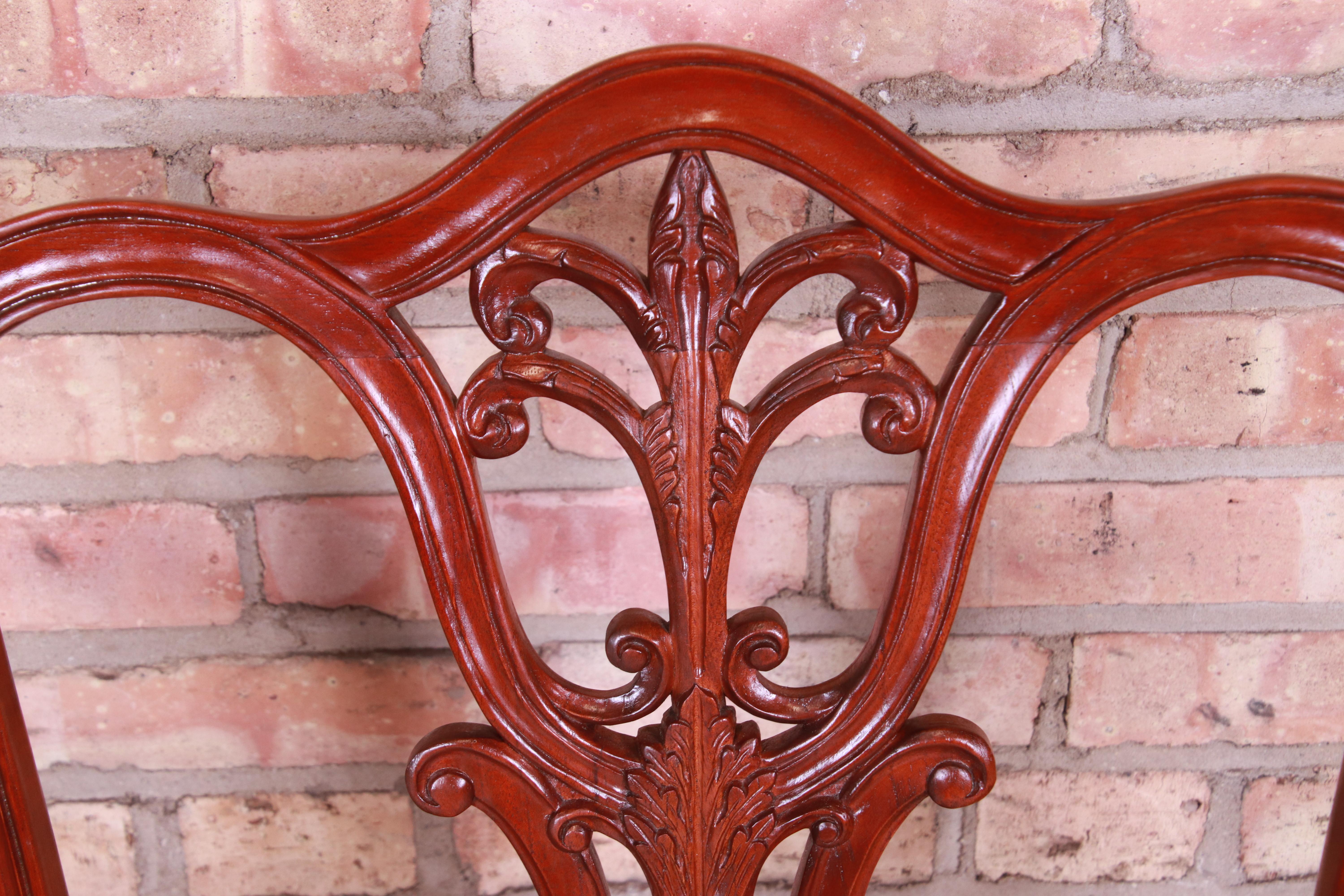 Baker Furniture French Carved Mahogany Dining Chairs, Set of Four 5