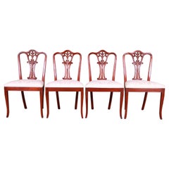 Baker Furniture French Carved Mahogany Dining Chairs, Set of Four