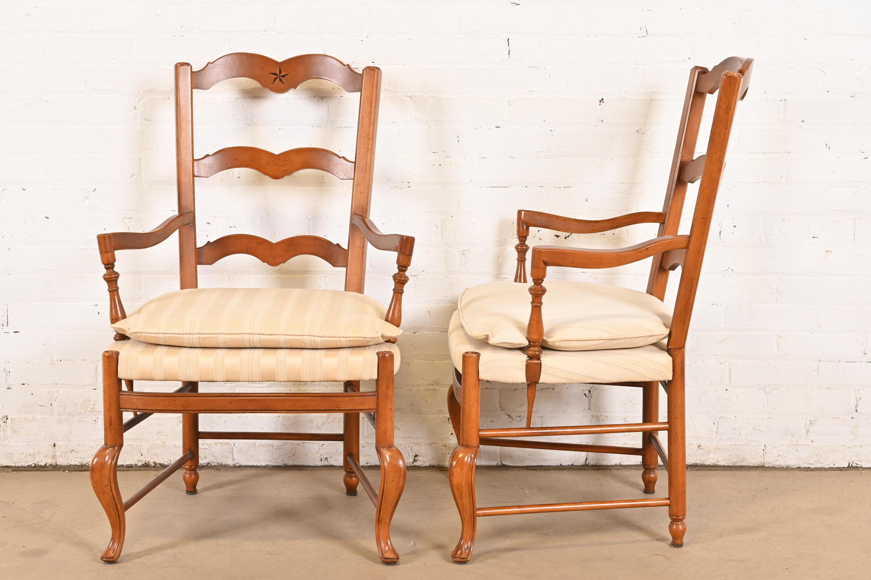 Baker Furniture French Country Carved Solid Walnut Dining Chairs, Set of Eight For Sale 3