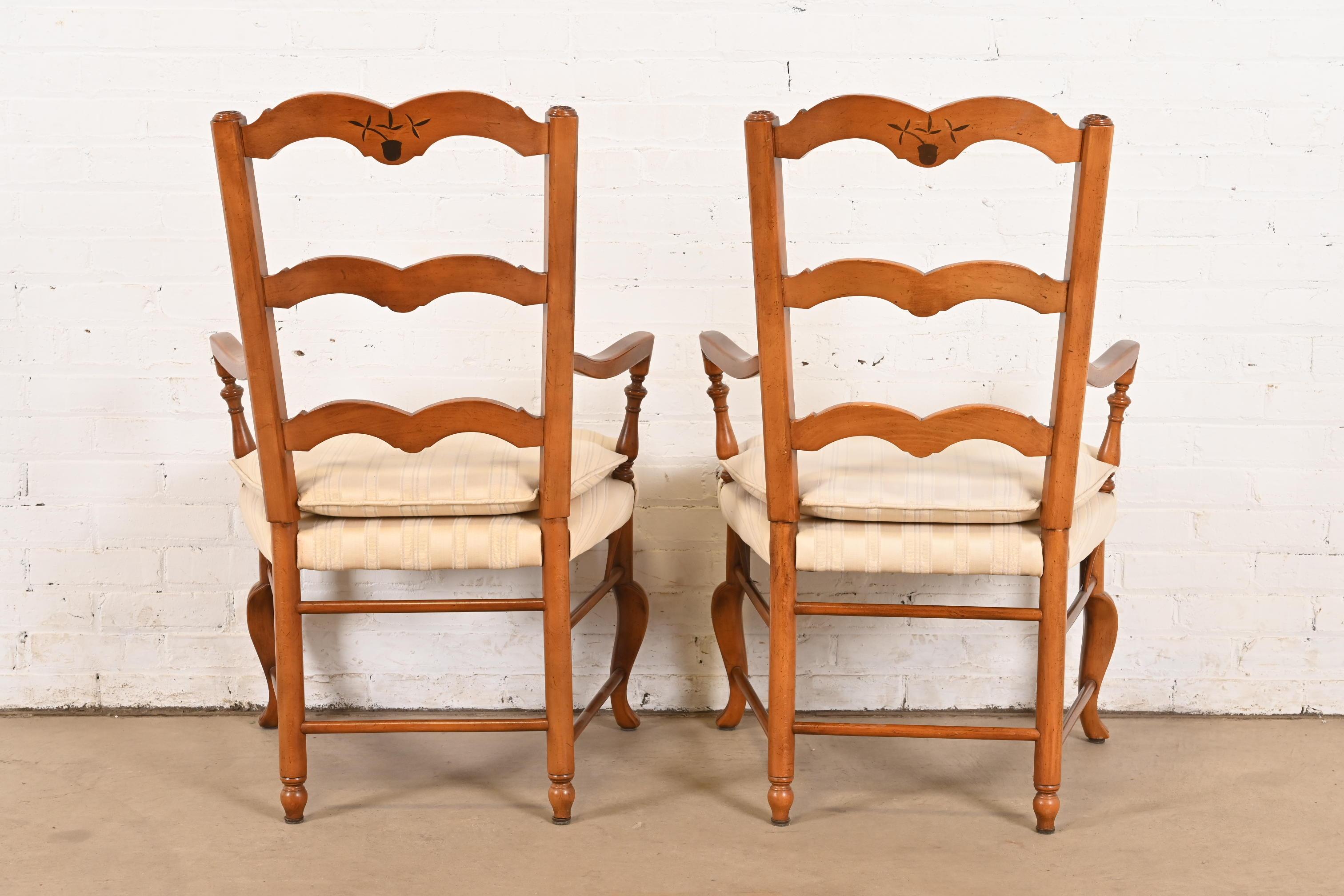 Baker Furniture French Country Carved Solid Walnut Dining Chairs, Set of Eight For Sale 4