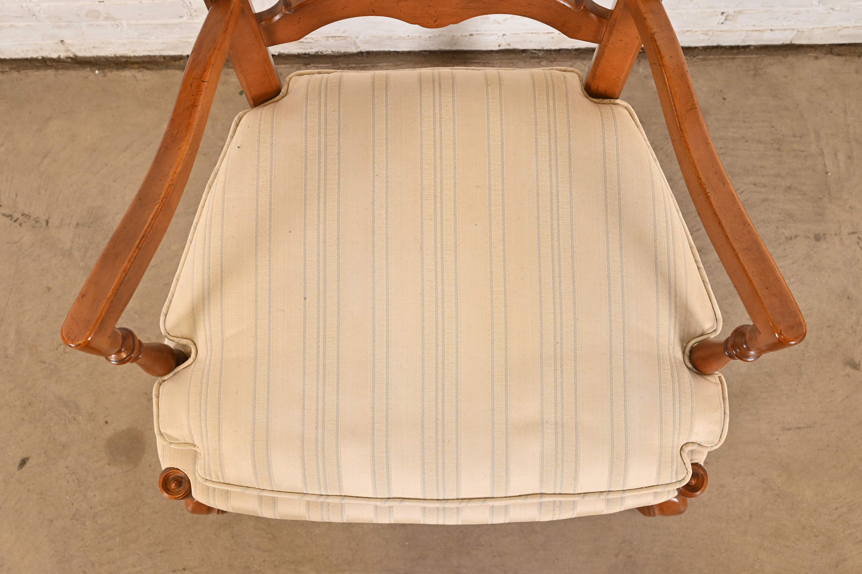 Baker Furniture French Country Carved Solid Walnut Dining Chairs, Set of Eight For Sale 2