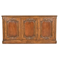 Baker Furniture French Country Carved Walnut Sideboard or Bar Cabinet, 1960s