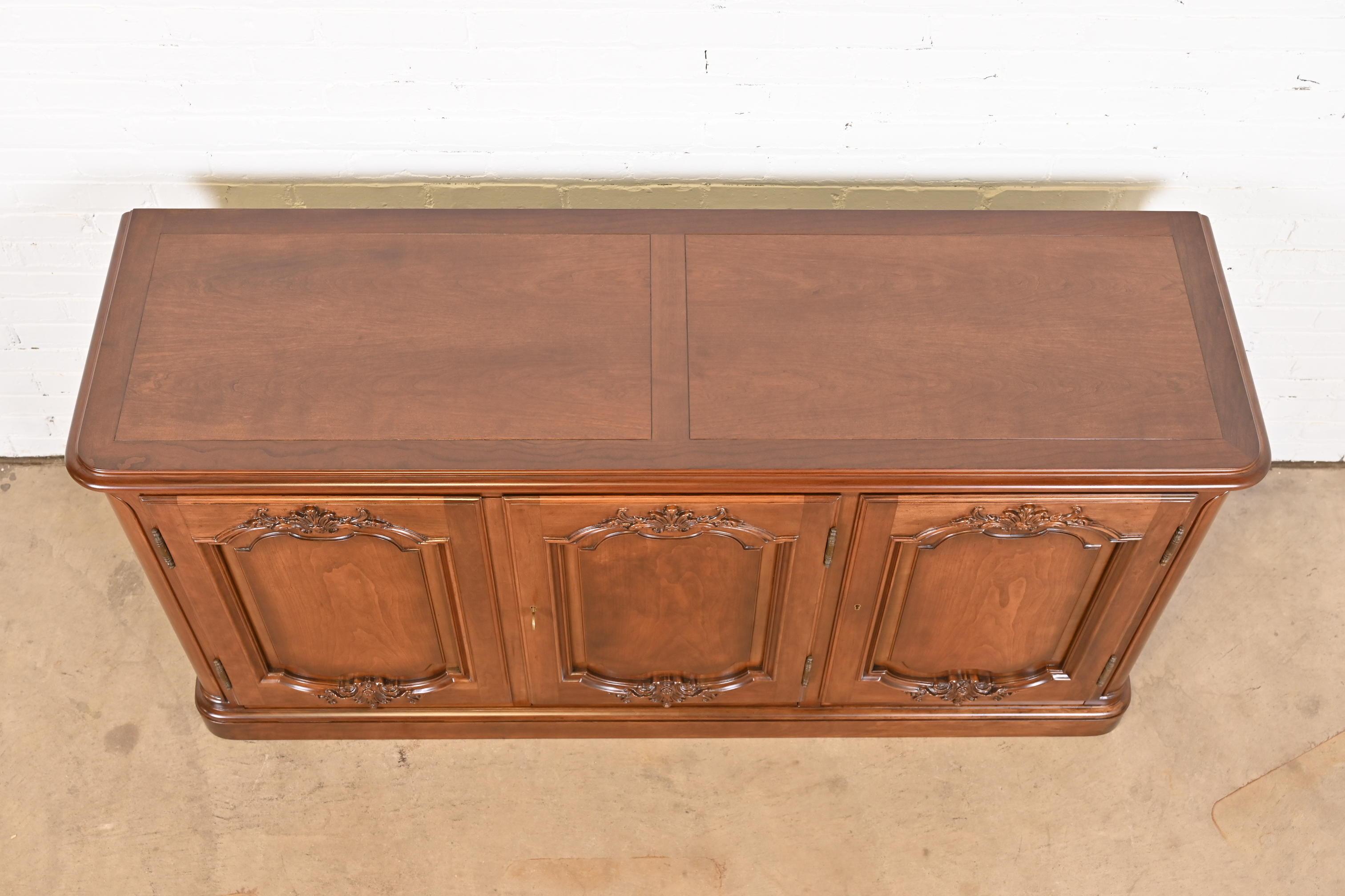 Baker Furniture French Country Cherry Wood Sideboard Credenza, Newly Refinished 7