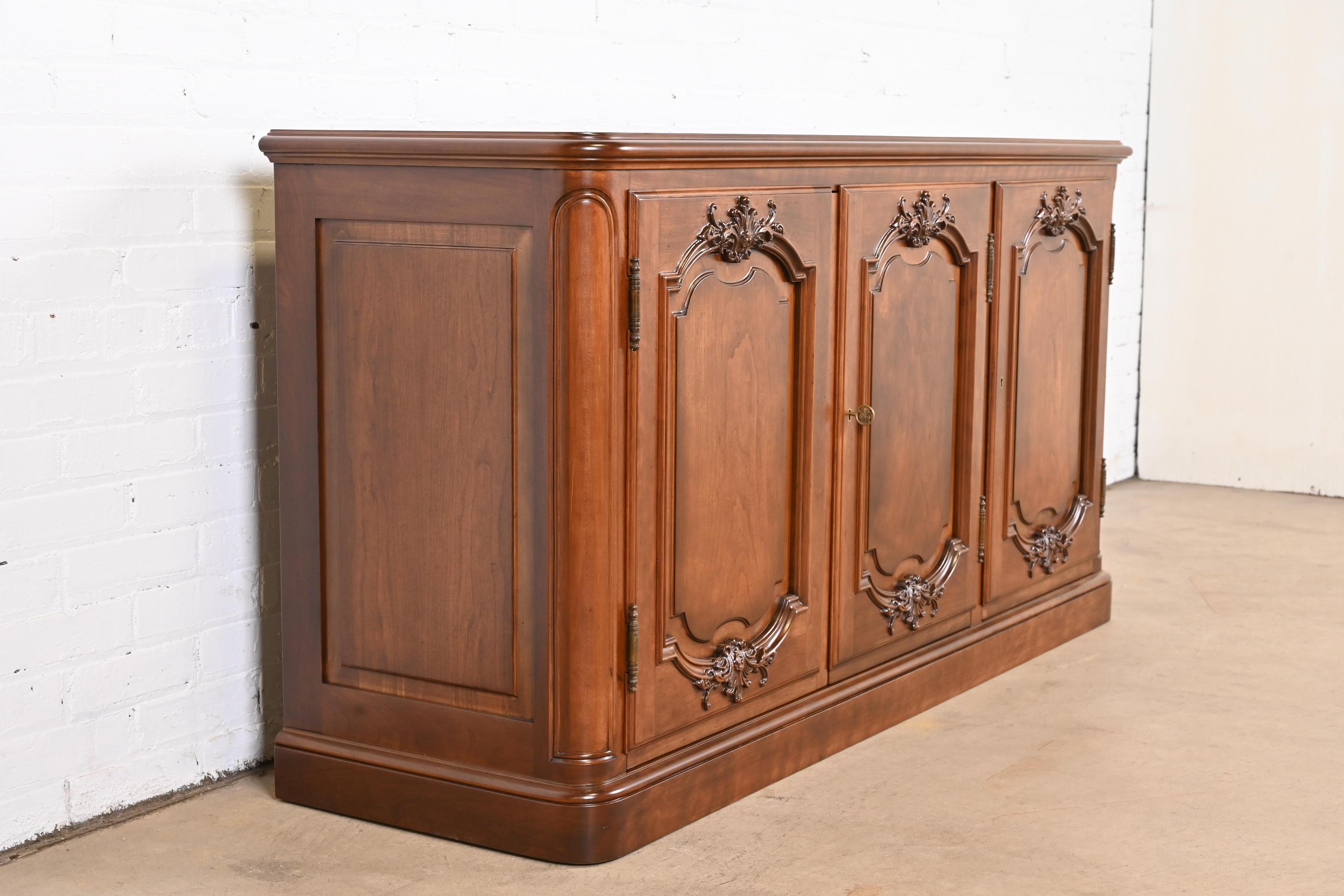 Baker Furniture French Country Cherry Wood Sideboard Credenza, Newly Refinished 1