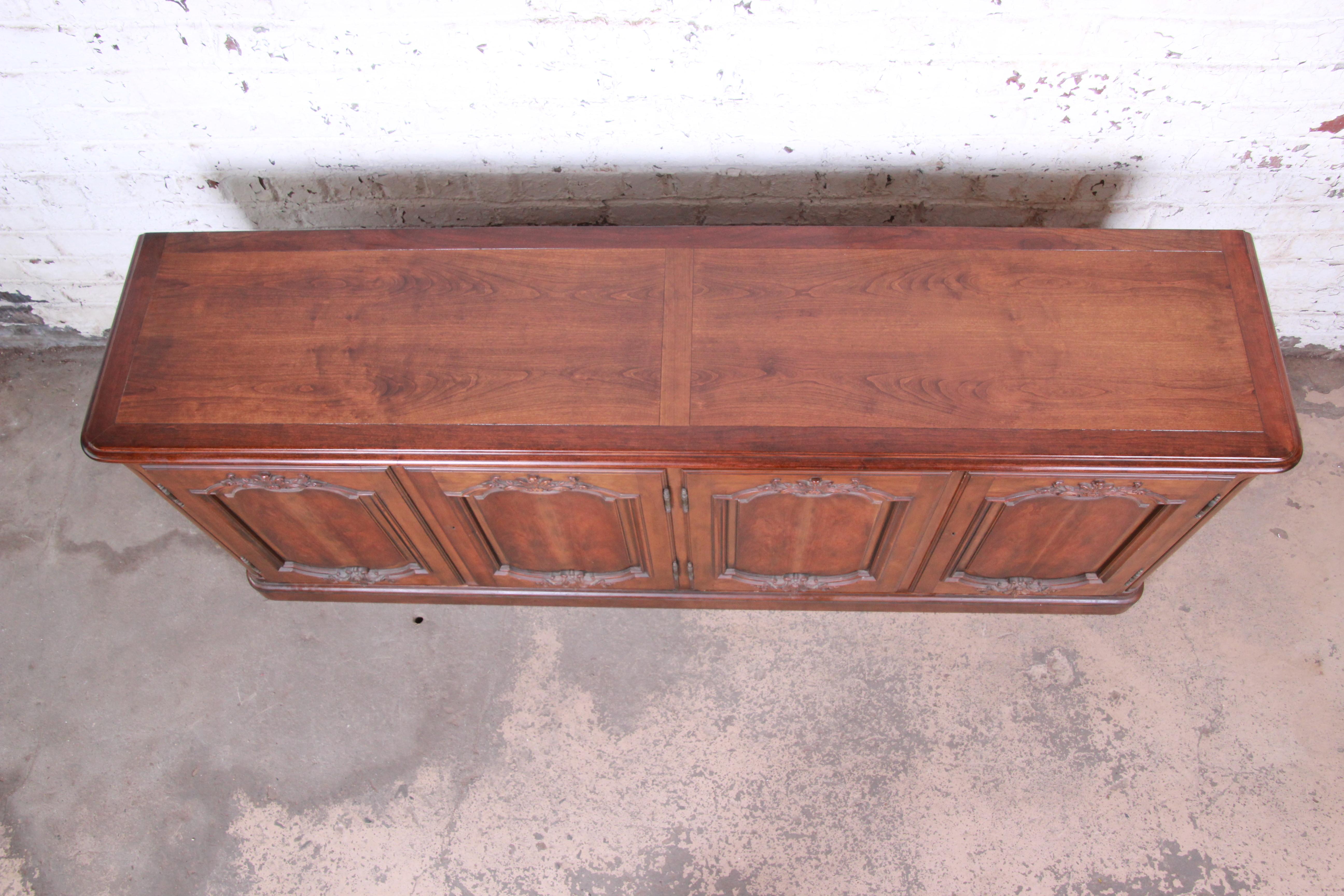 American Baker Furniture French Country Cherry Wood Sideboard Credenza or Bar Cabinet