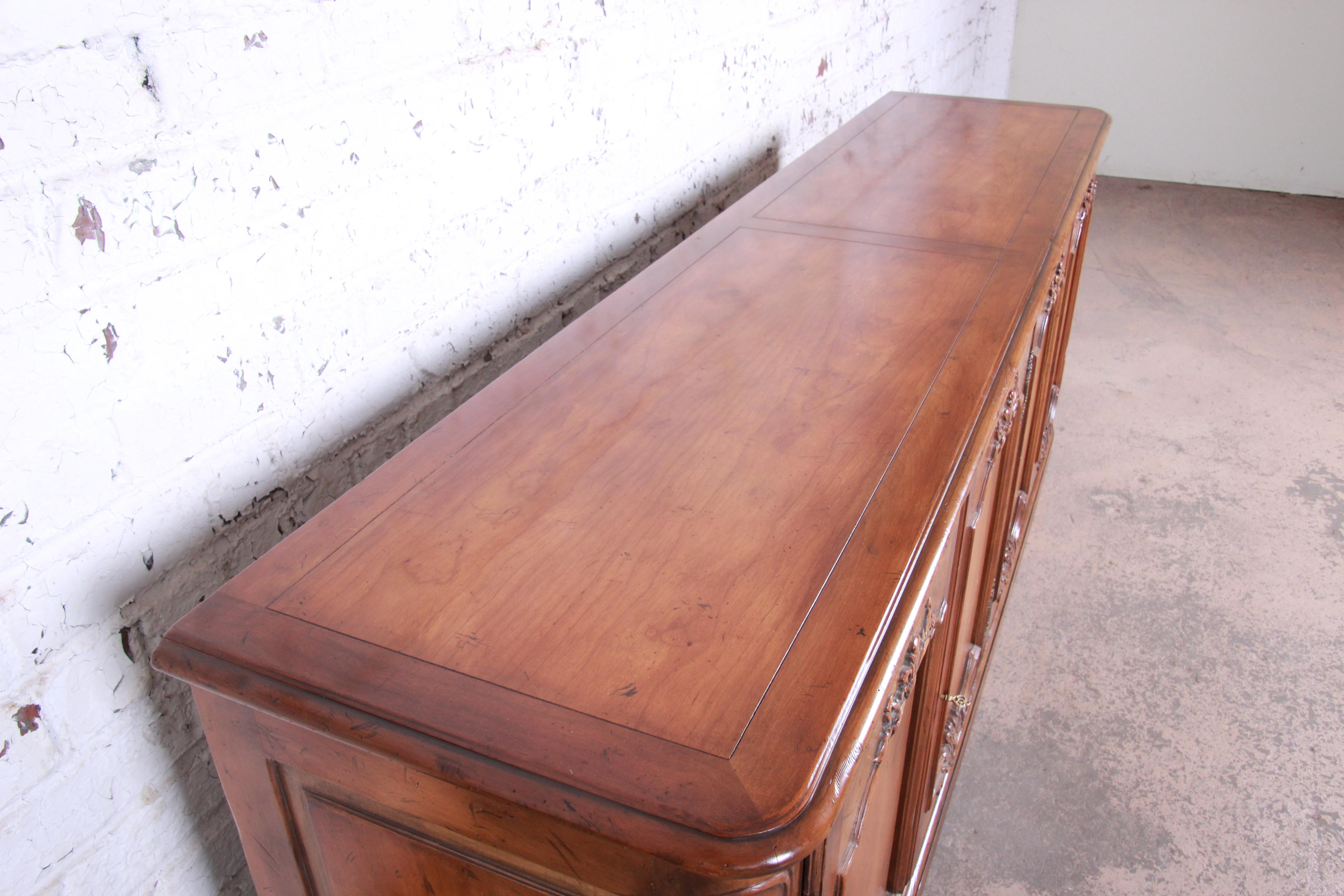 American Baker Furniture French Country Cherry Wood Sideboard Credenza or Bar Cabinet